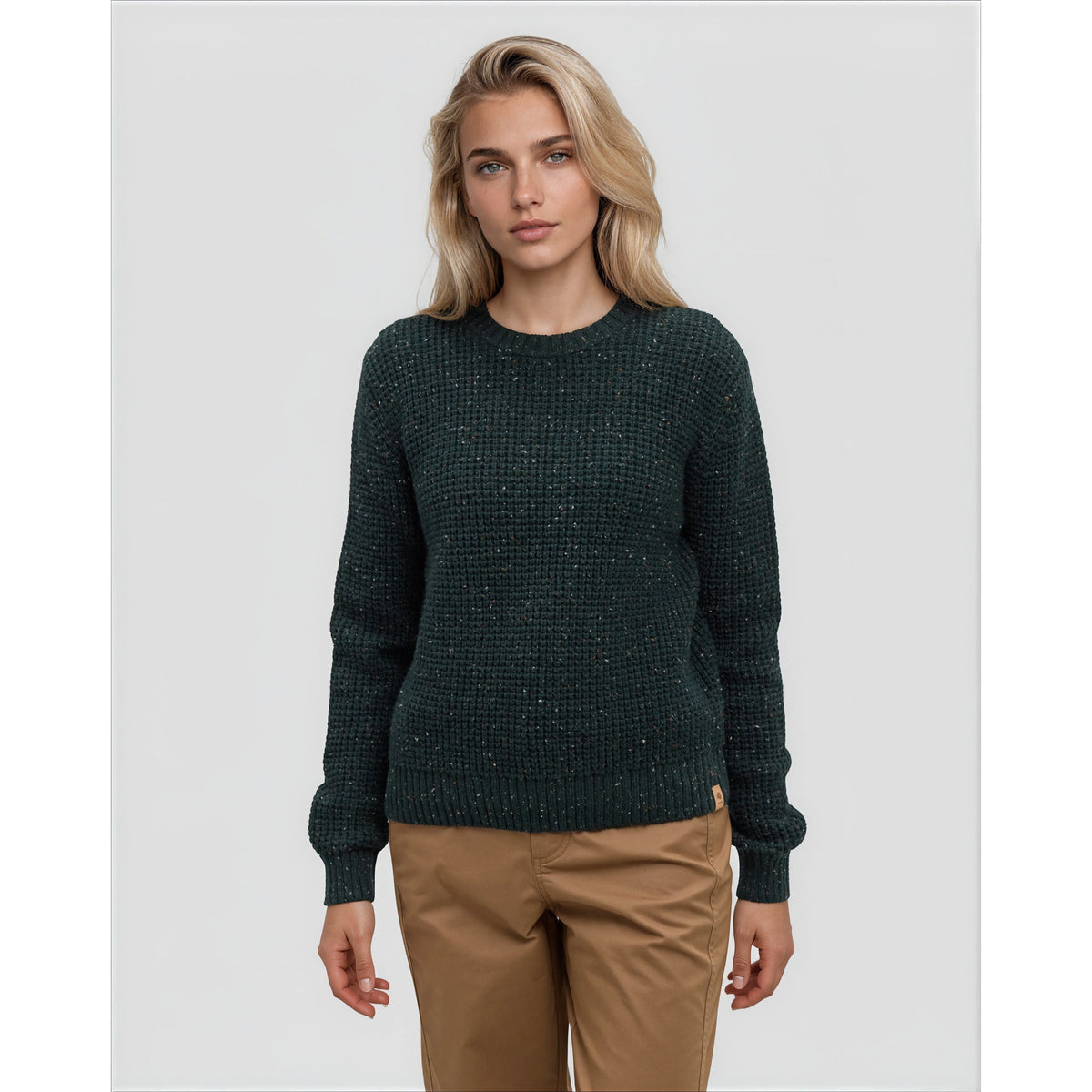 Tentree Womens Morrell Fleck Sweater-Dark forest green fleck