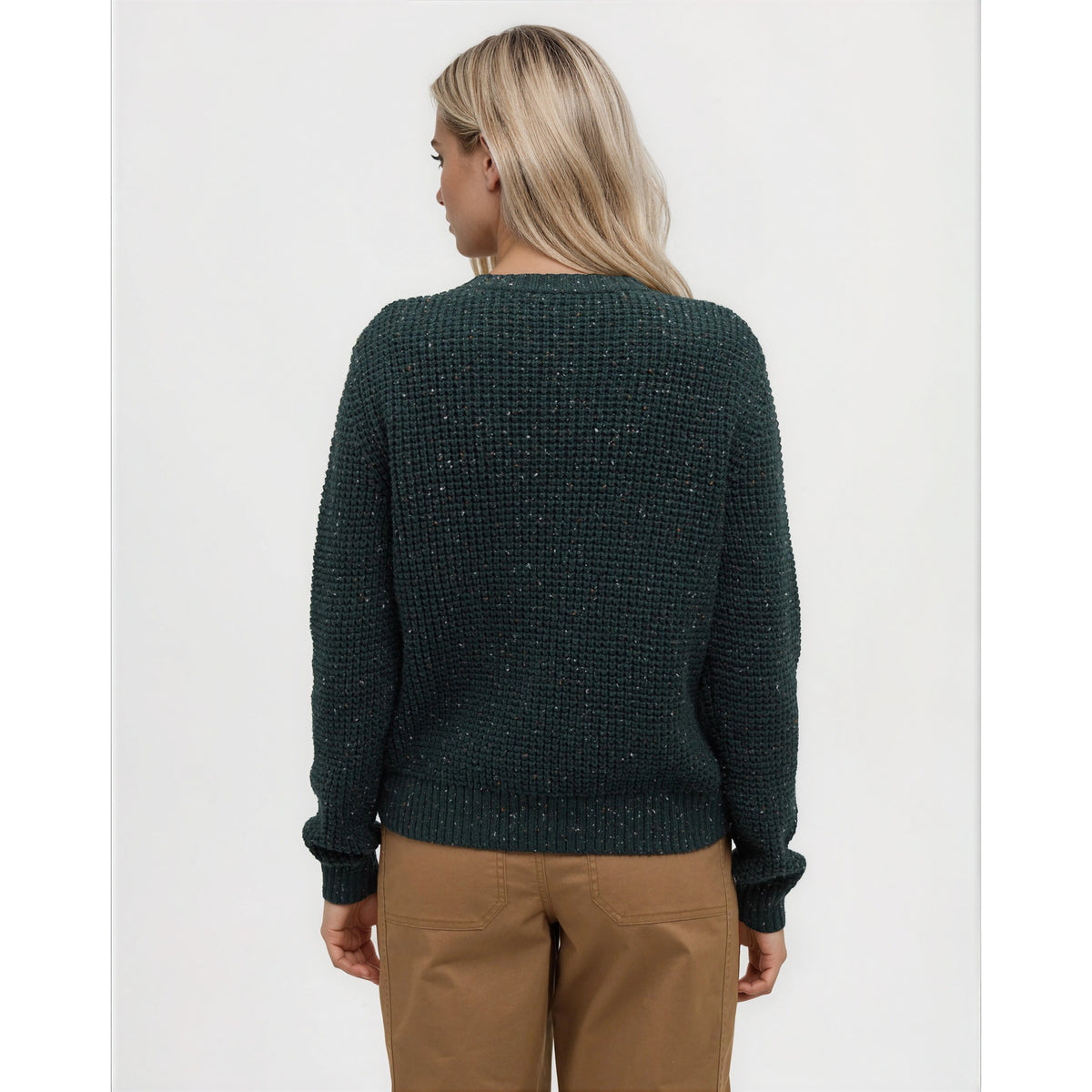 Tentree Womens Morrell Fleck Sweater-Dark forest green fleck