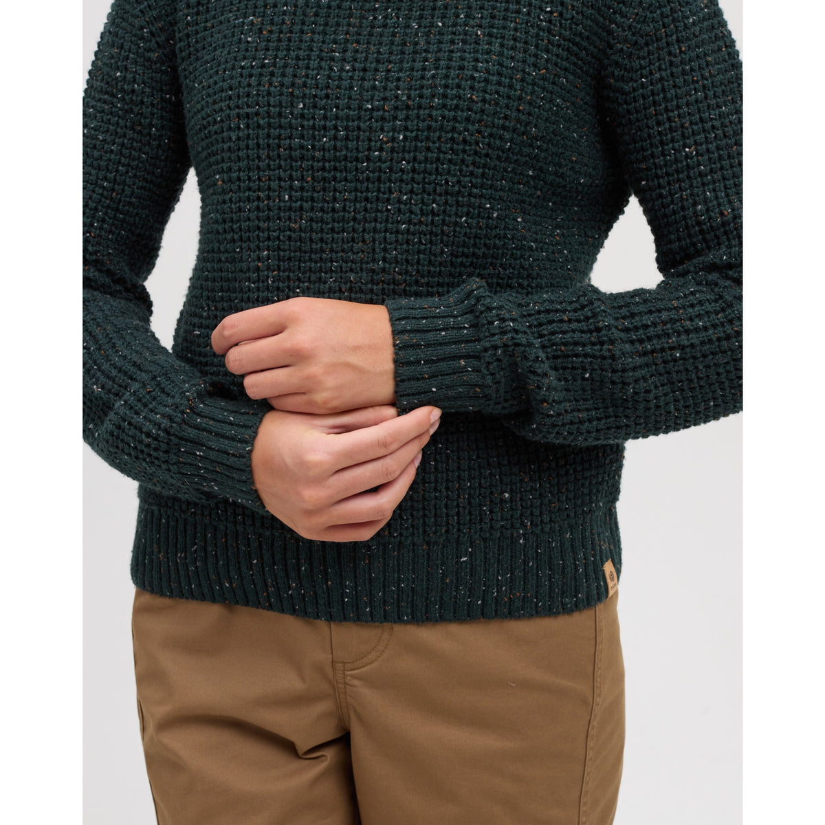 Tentree Womens Morrell Fleck Sweater-Dark forest green fleck