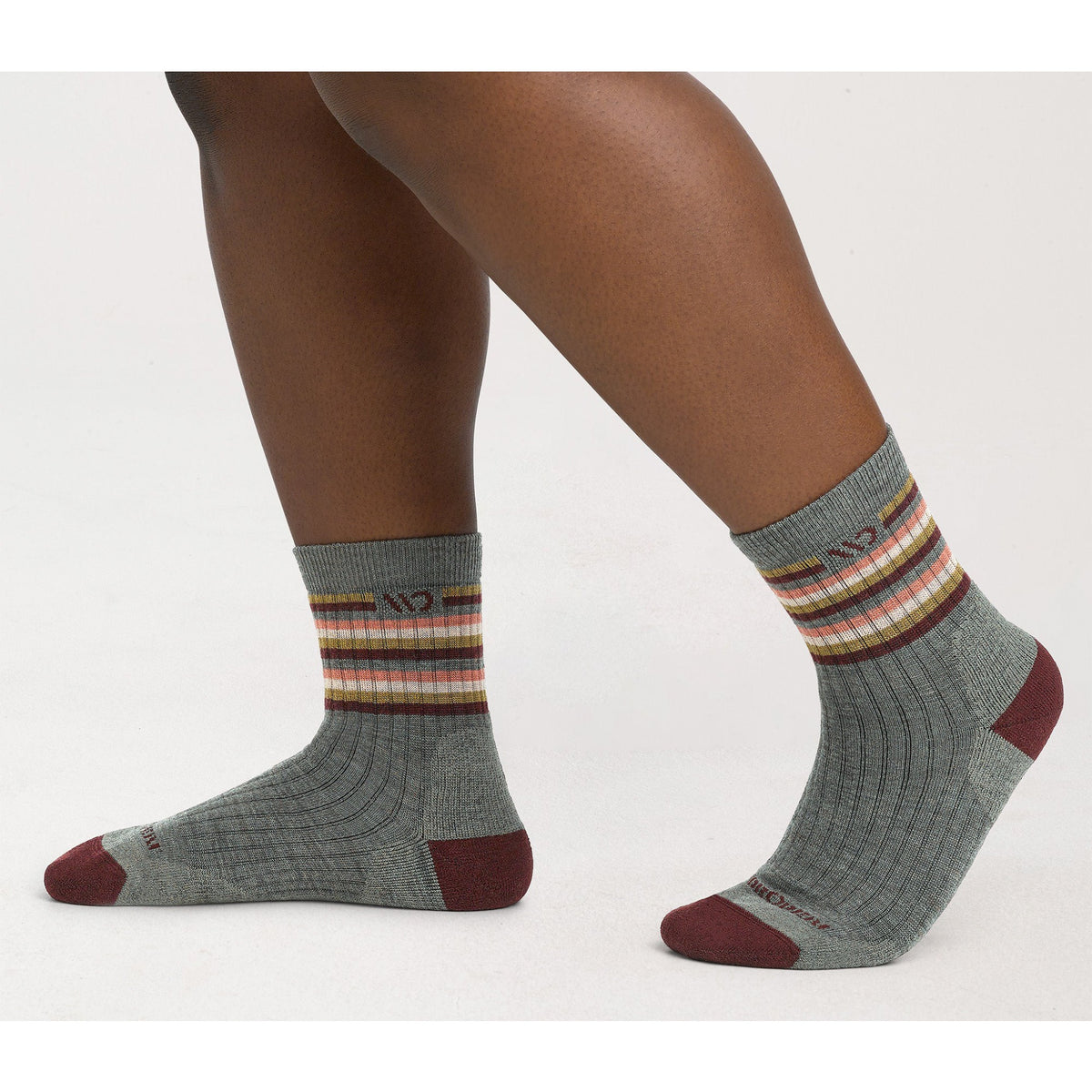 Wide Open Womens Multi Stripe Midweight Micro Crew Sock