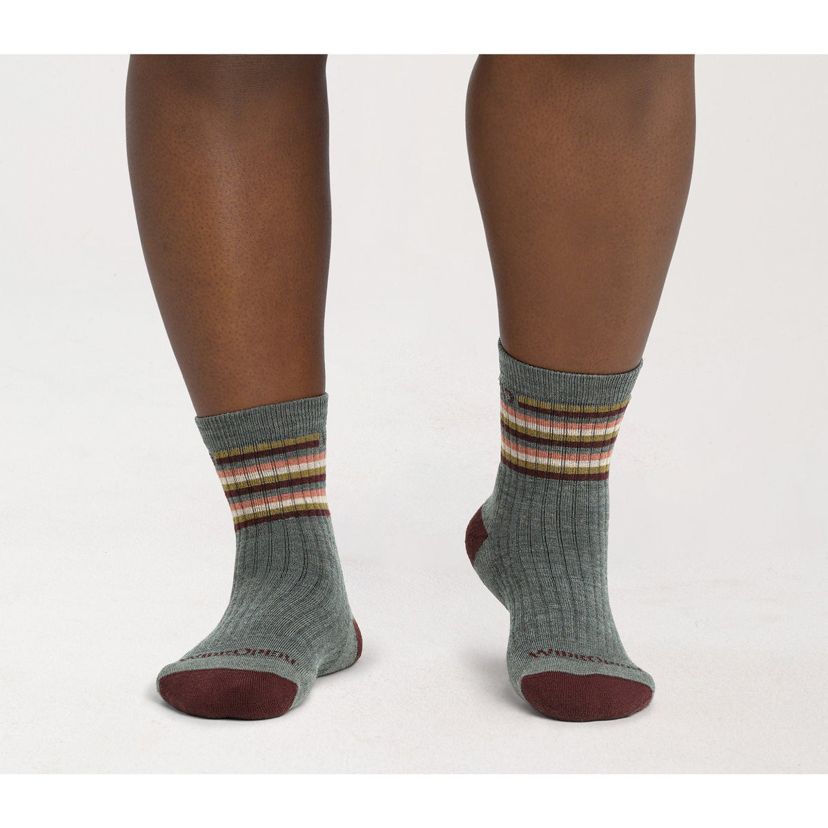 Wide Open Womens Multi Stripe Midweight Micro Crew Sock