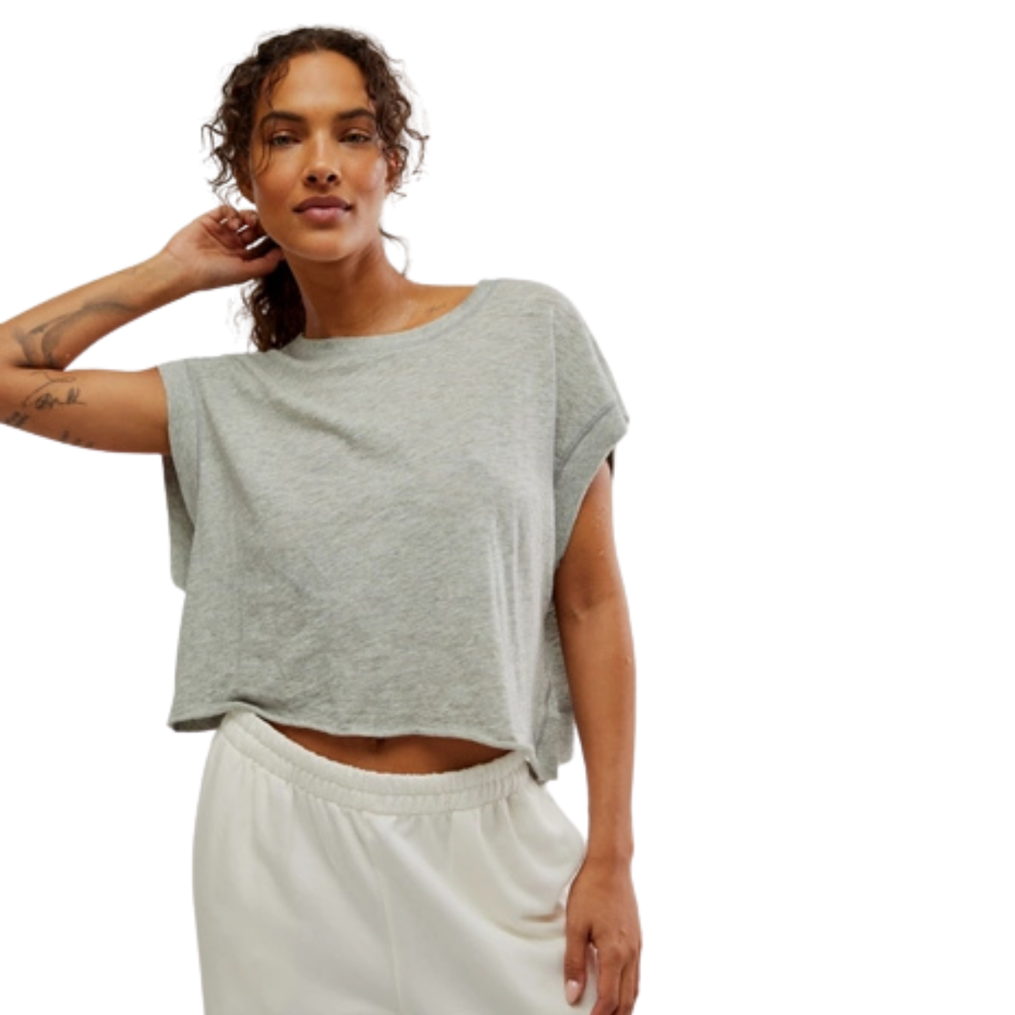 Free People Womens My Time Tee-0016_Heather Grey
