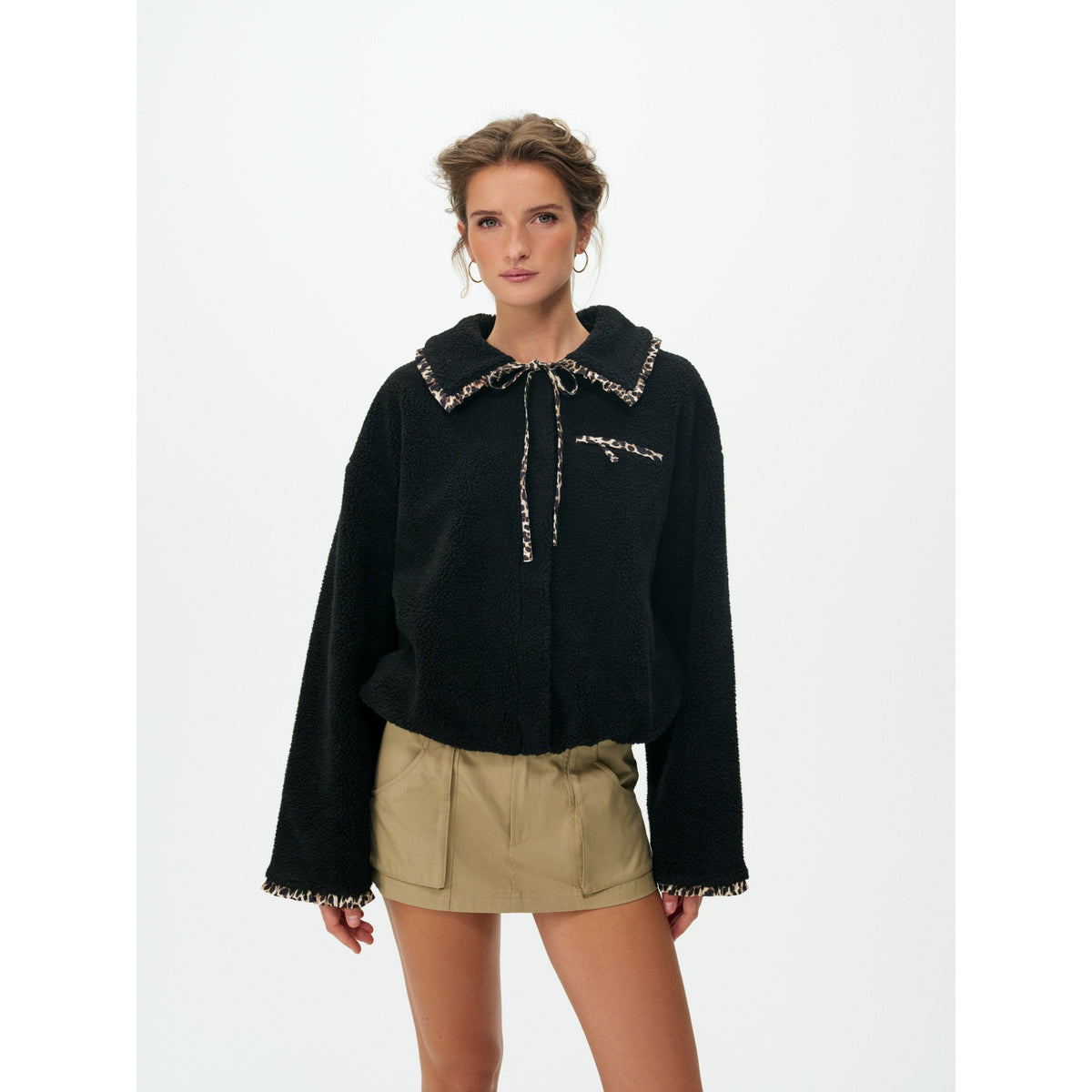 For Love And Lemons Womens Natasha Sherpa Jacket-Black