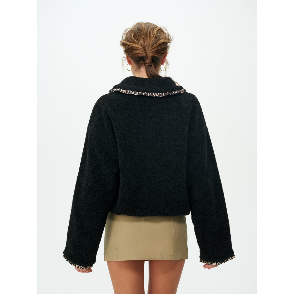 For Love And Lemons Womens Natasha Sherpa Jacket-Black
