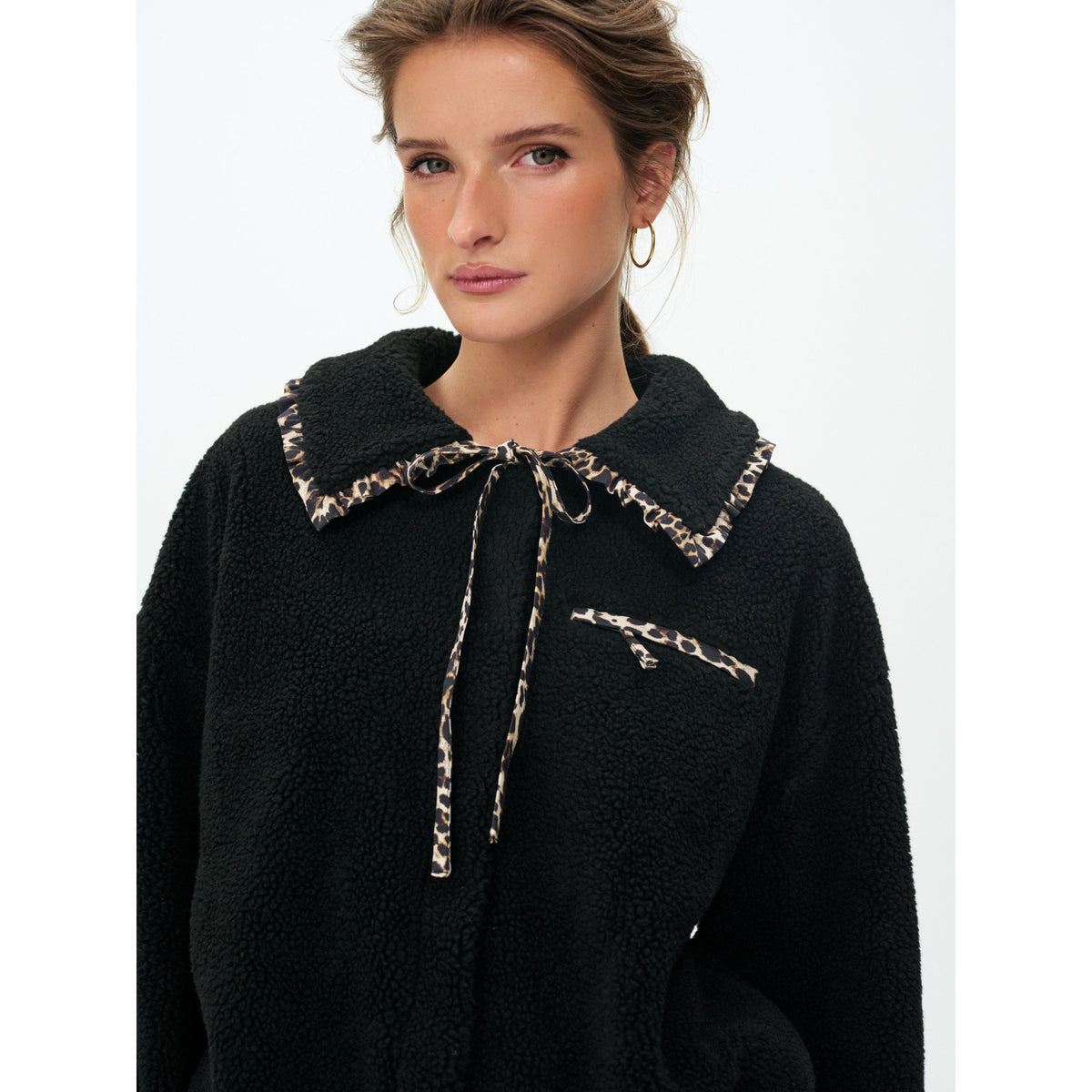 For Love And Lemons Womens Natasha Sherpa Jacket-Black
