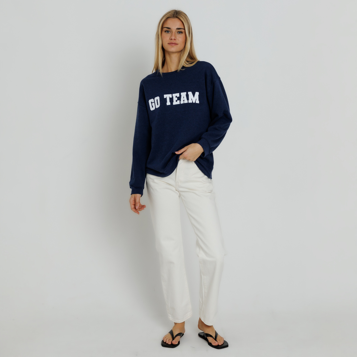 Sunny Somewhere Womens Navy Go Team Oversized Crew - Navy