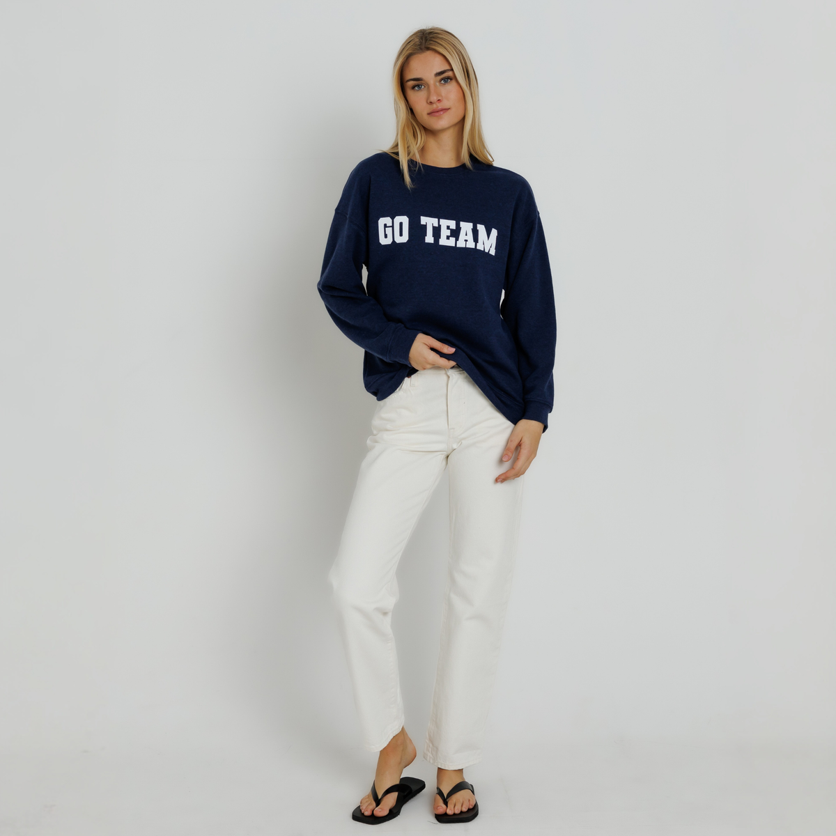 Sunny Somewhere Womens Navy Go Team Oversized Crew - Navy