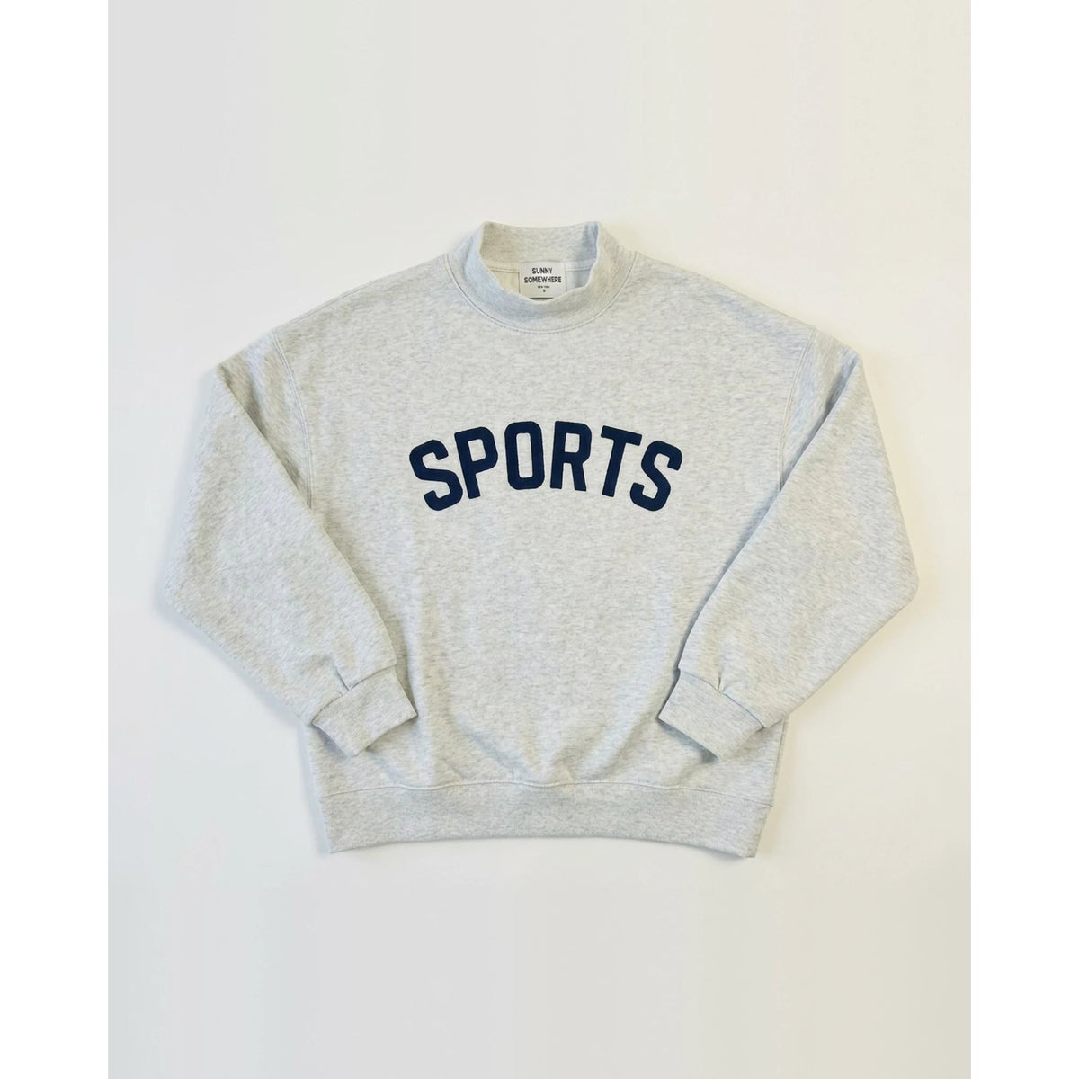Sunny Somewhere Womens Navy Sports Mockneck-Heather Ash