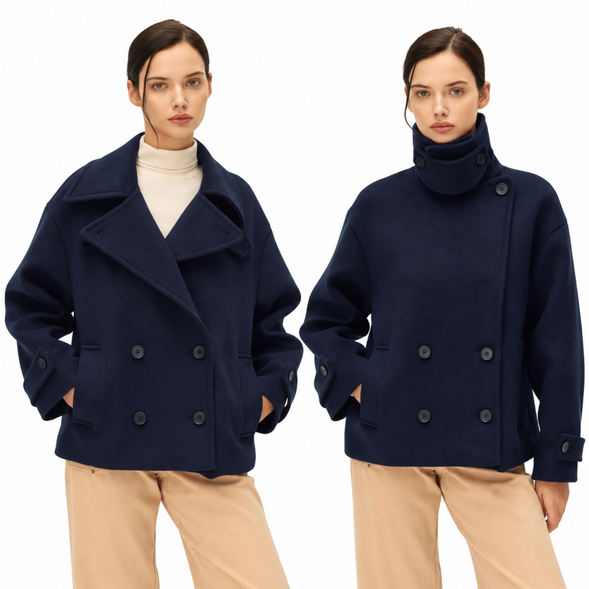 Elodie Womens Olivier Short Coat-Navy
