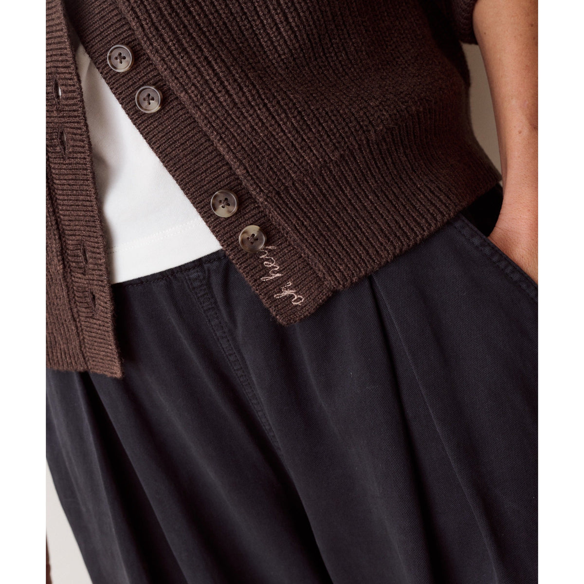 Marine Layer Womens Parker Collared Cardigan in Chocolate - Chocolate