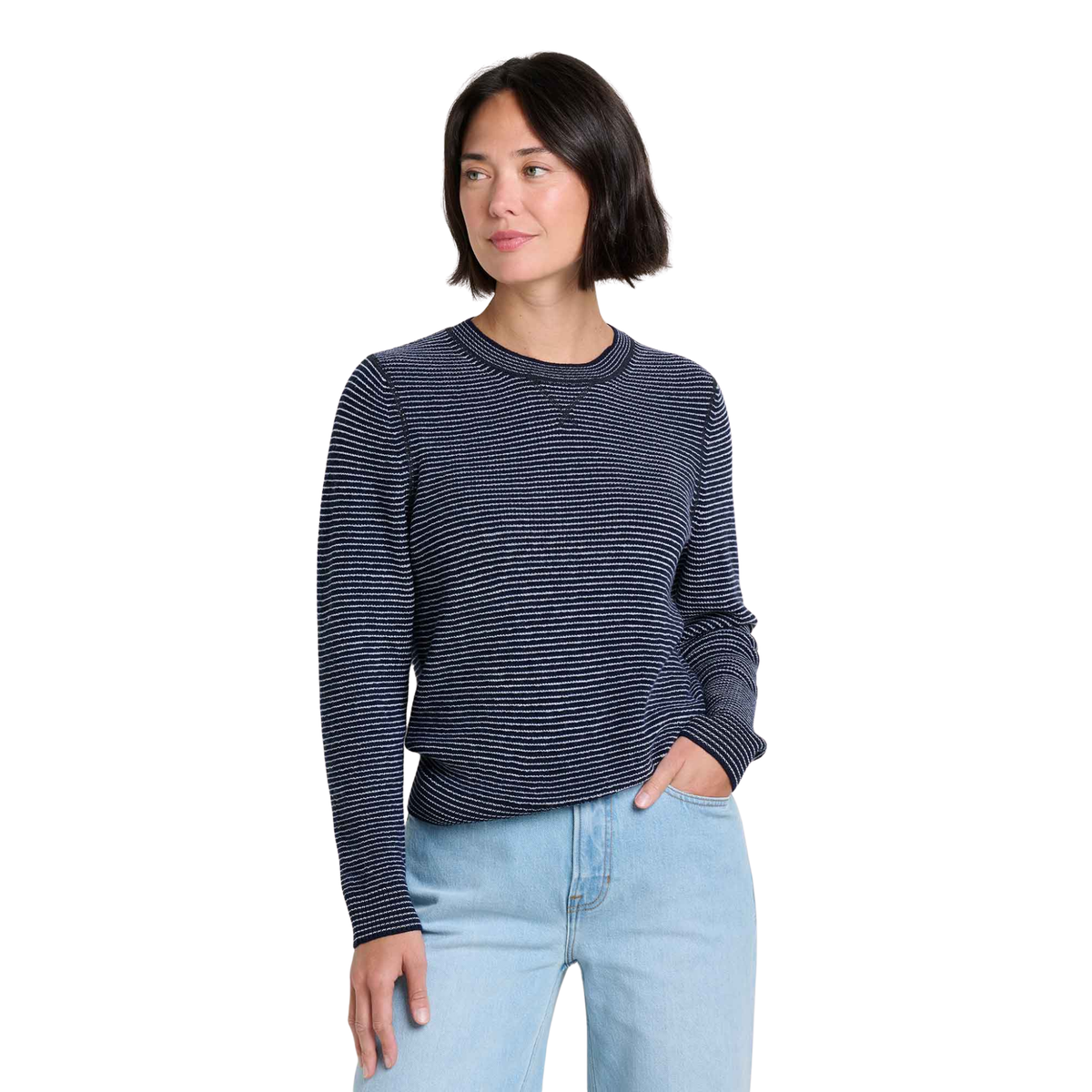 Toad & Co Womens Peak Merino Crew Sweater-Midnight Pattern
