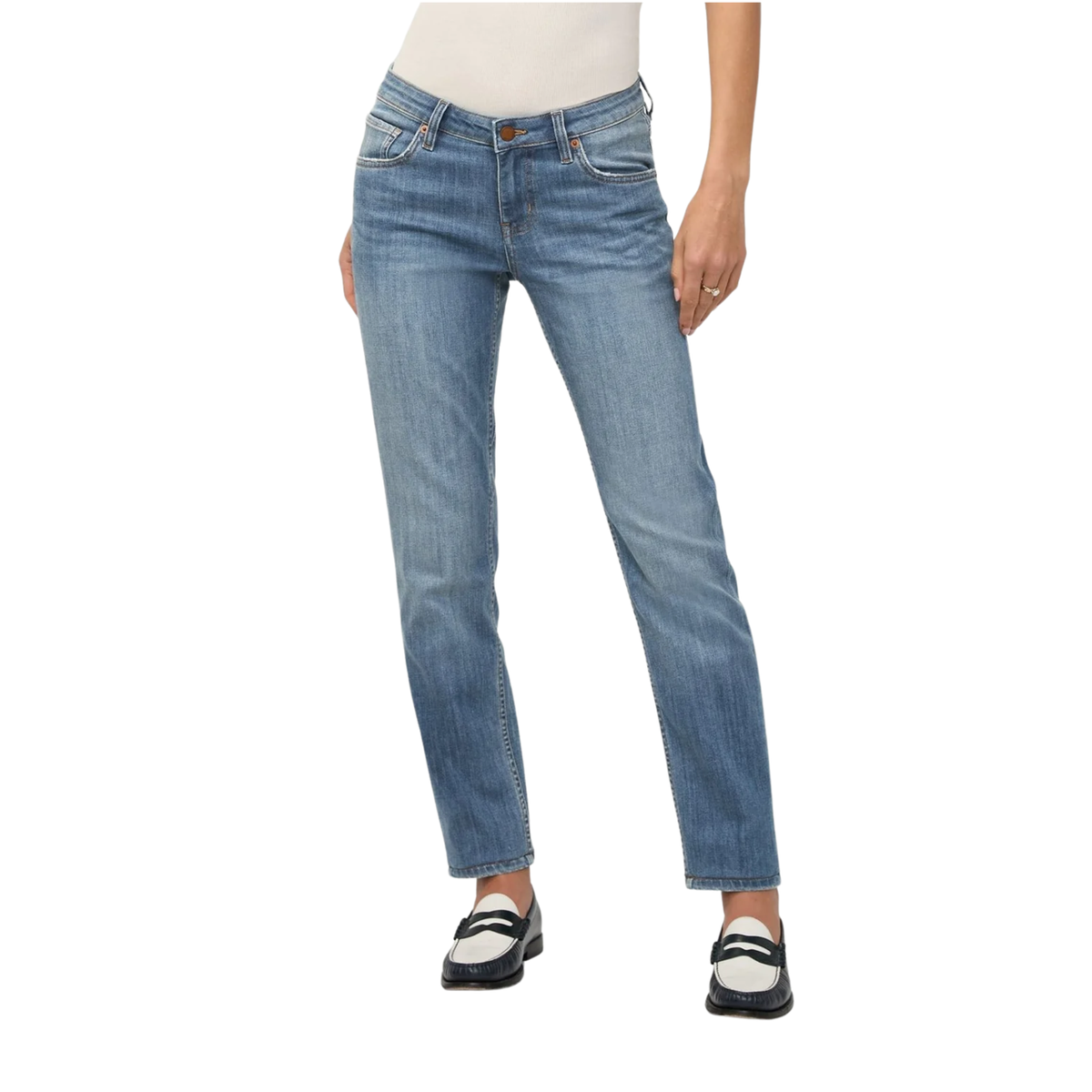 Duer Womens Performance Denim Girlfriend Jean-Blue Ash 