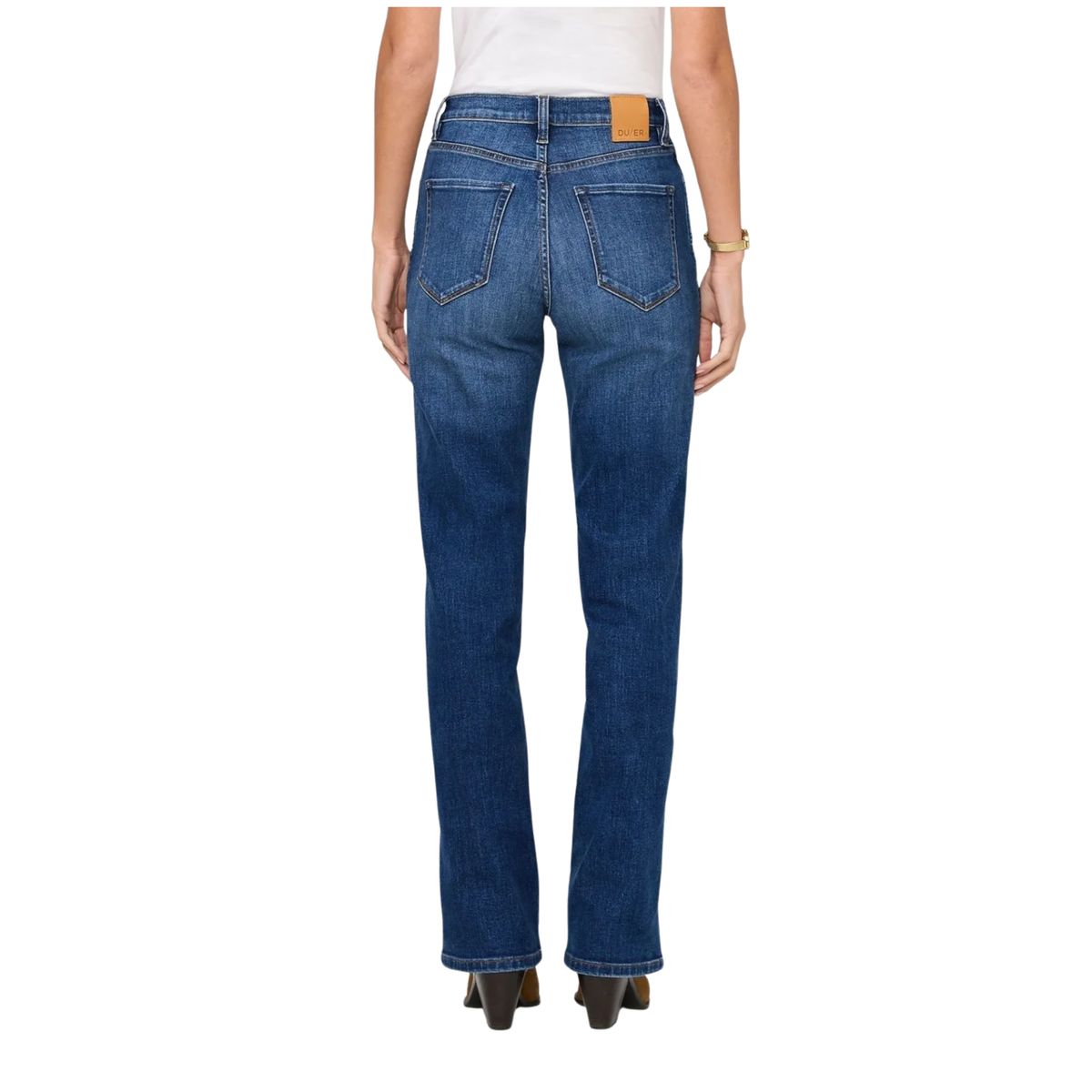 Duer Womens Performance Denim+ High Rise Straight-Blue Maize