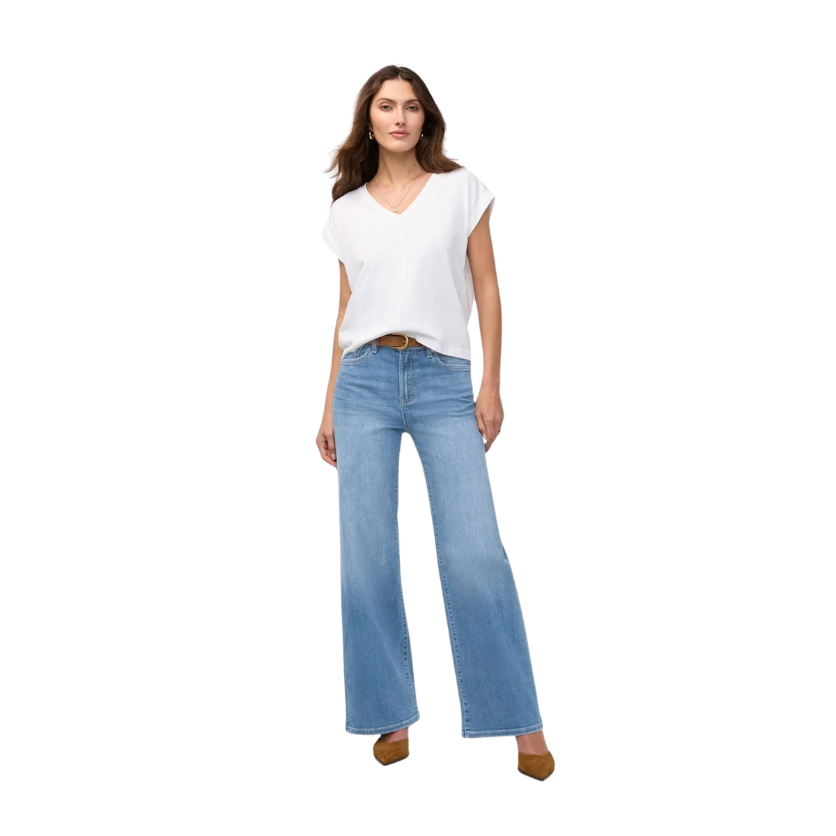 Duer Womens Performance Denim+ High Rise Wide Leg-Vintage Seaside