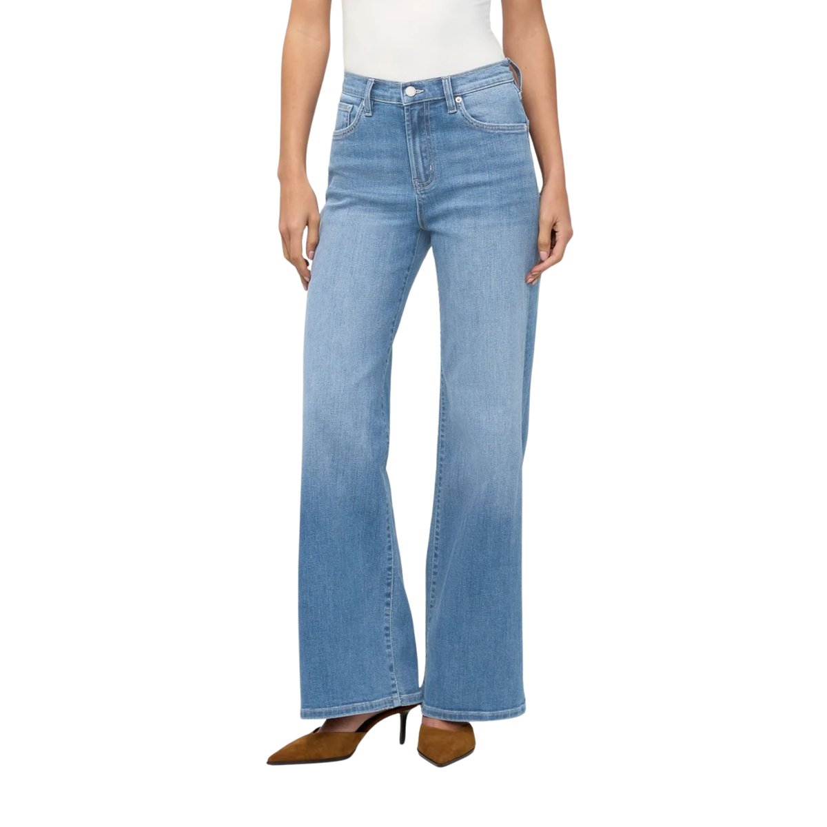 Duer Womens Performance Denim+ High Rise Wide Leg-Vintage Seaside