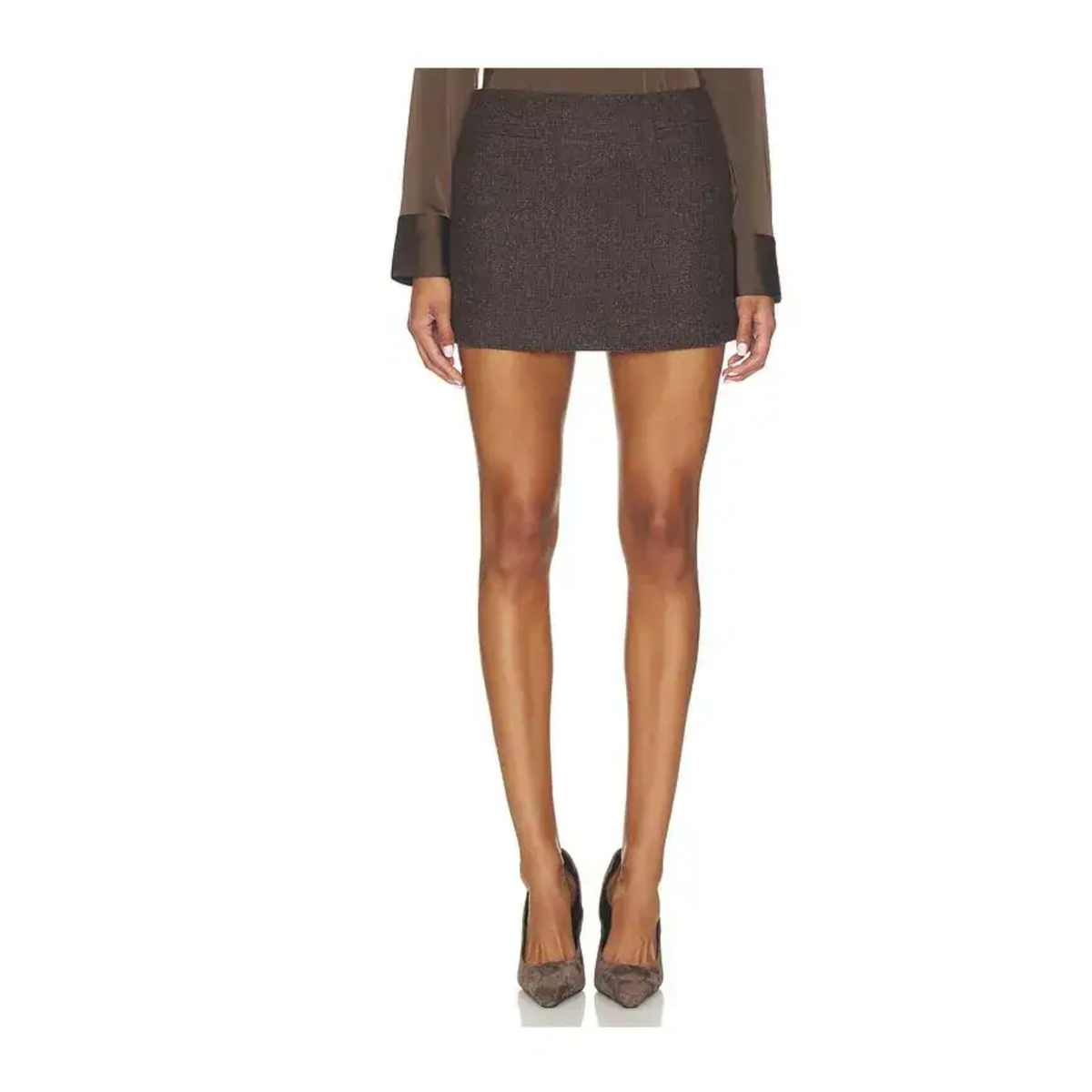 Elodie Womens Perrin Bubble Hem Skirt-Brown 
