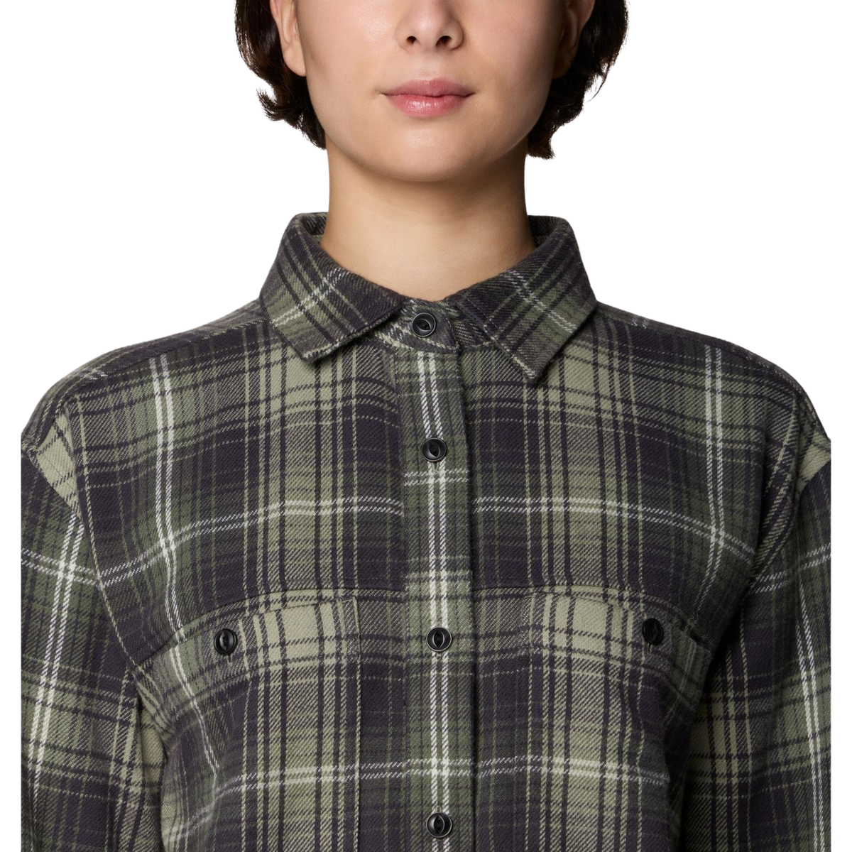 Mountain Hardwear Womens Plusher Long Sleeve Shirt-Grit Grey Shelter
Plaid 
