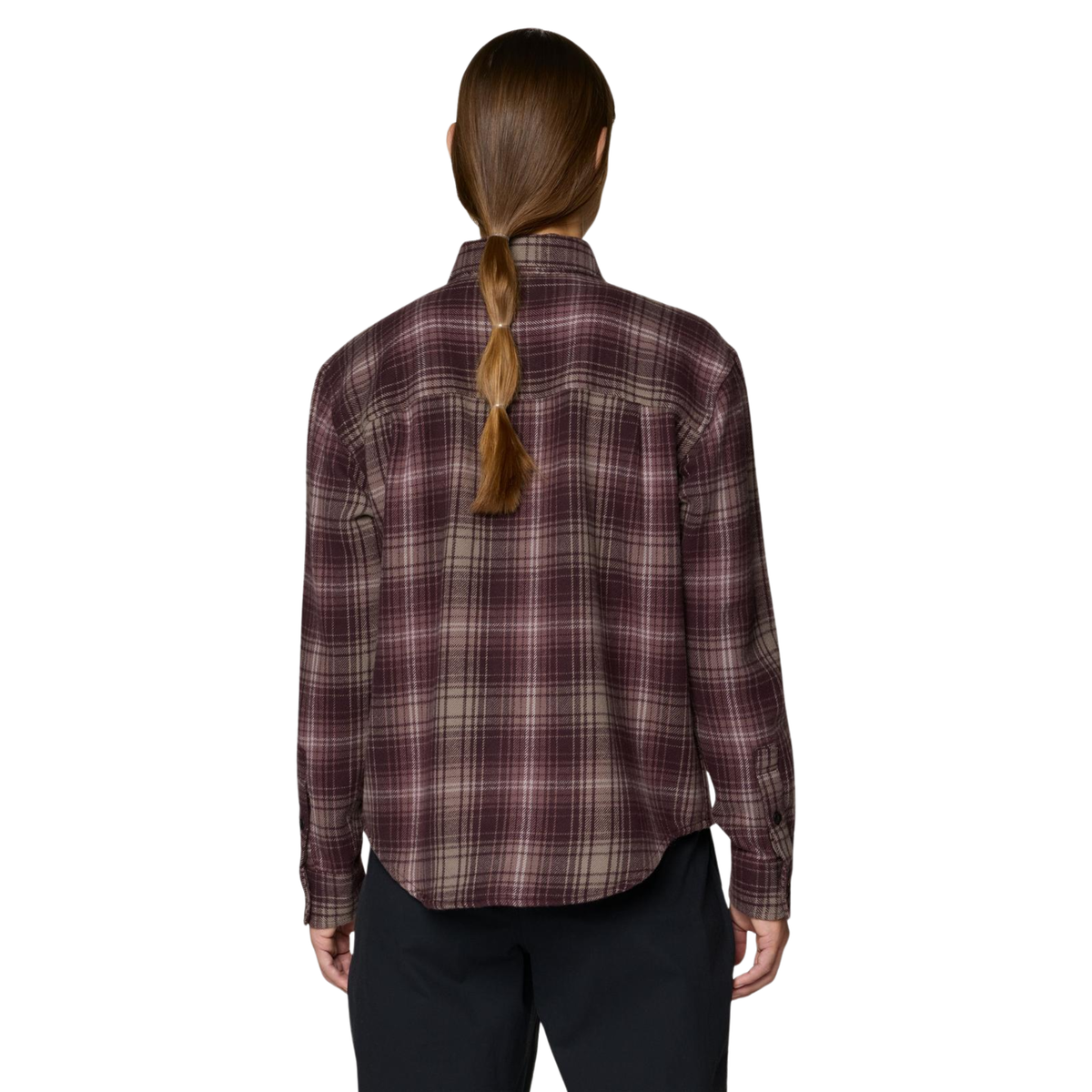 Mountain Hardwear Womens Plusher Relaxed Long Sleeve Flannel-Deep Mulberry Plaid 
