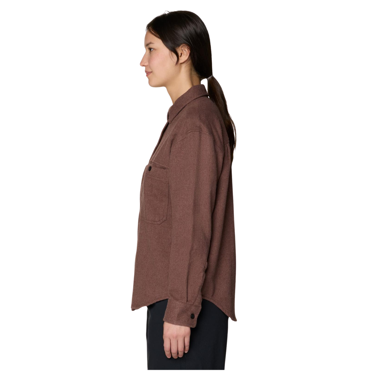 Mountain Hardwear Womens Plusher Relaxed Long Sleeve Flannel-Carob Heather
