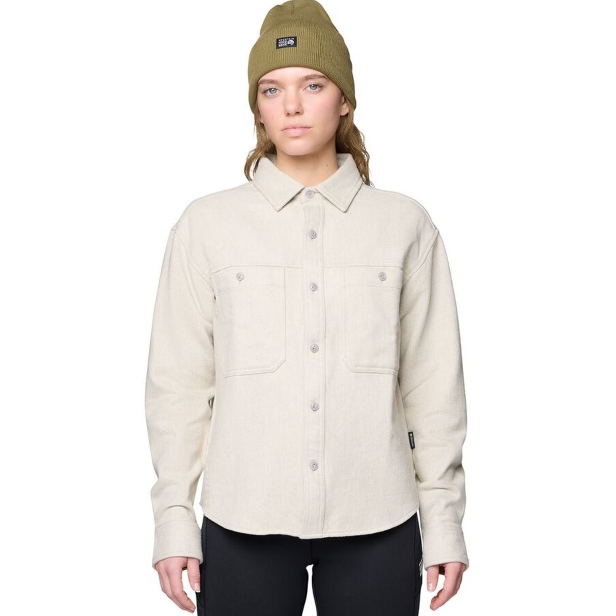 Mountain Hardwear Womens Plusher Relaxed Long Sleeve Flannel-Stone Heather
