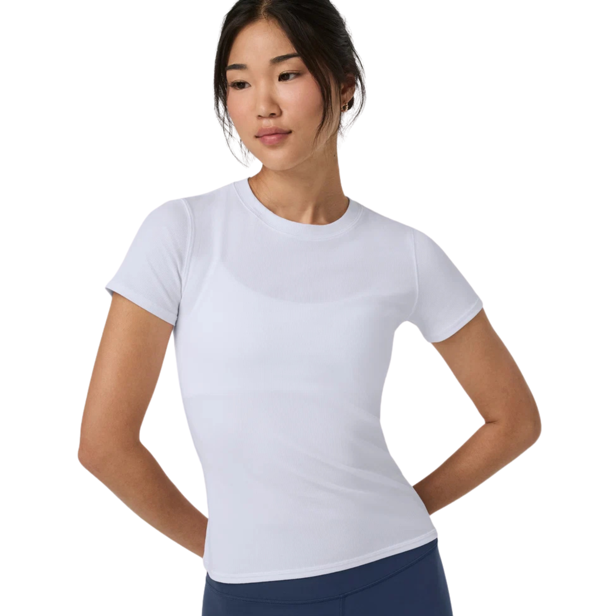 Vuori Womens Pose Fitted Tee - Long_White