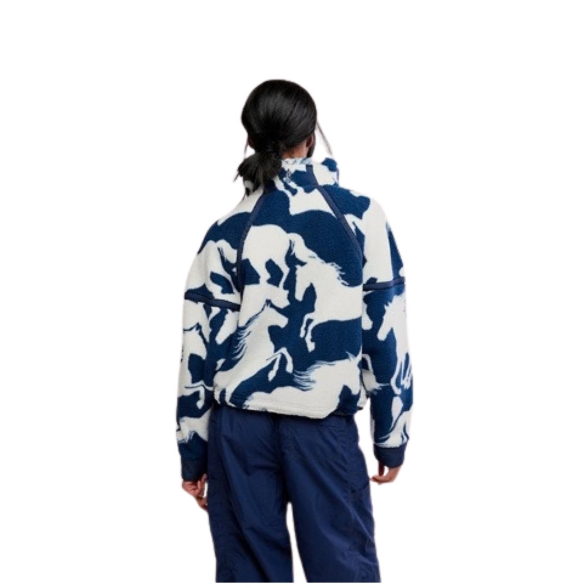 Free People Womens Printed Mountain High 1/2 Zip Fleece-Wild Horses