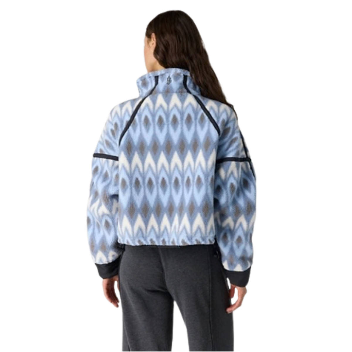 Free People Womens Printed Mountain High 1/2 Zip Fleece-Argyle