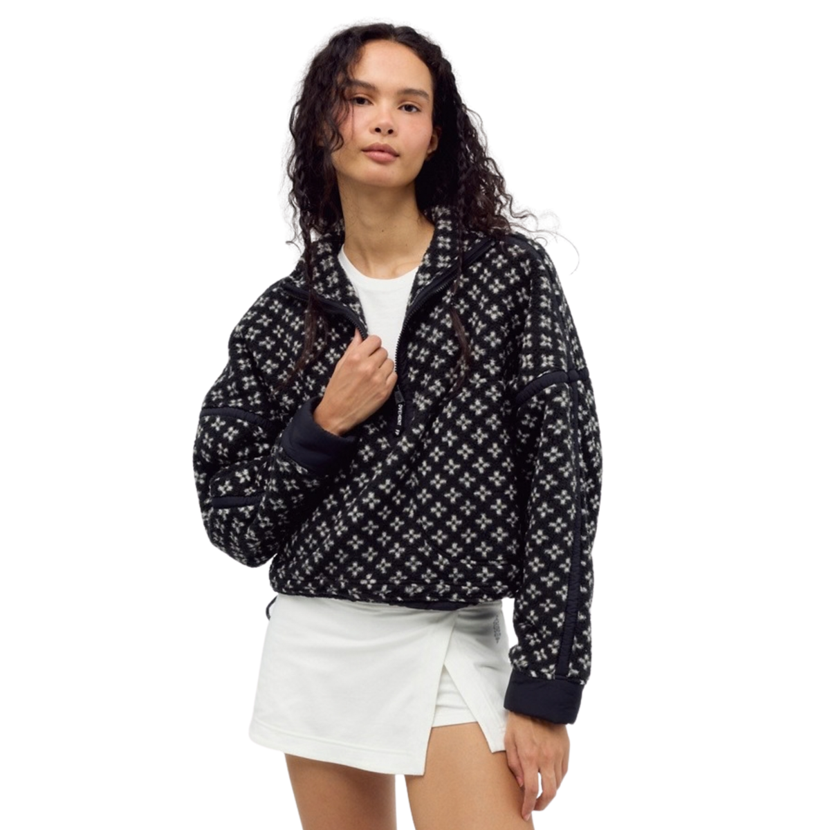 Free People Womens Printed Mountain High 1/2 Zip Fleece-Black Combo
Birdseye
