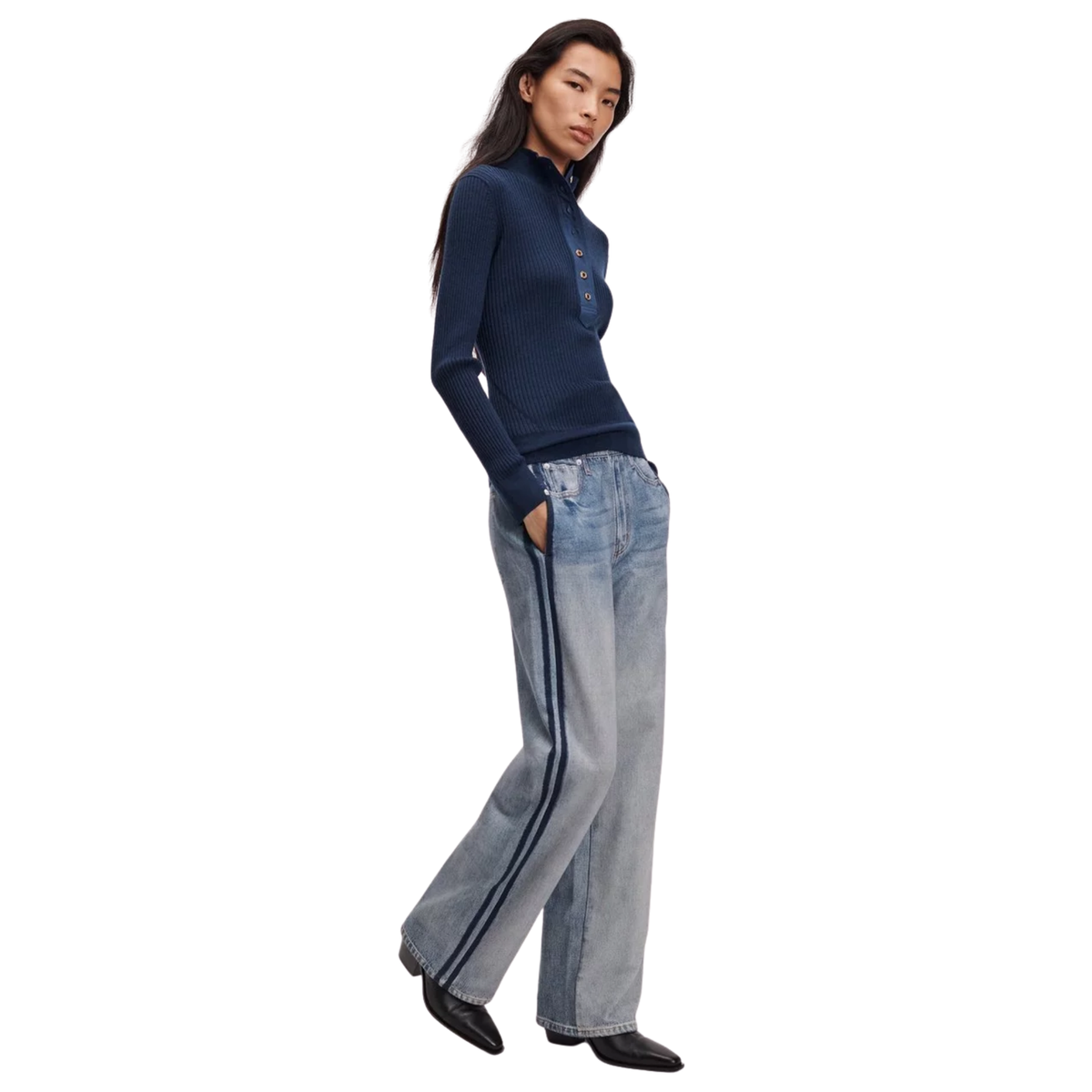 Rag And Bone Womens RB Miramar Terry Wide Leg Track Pant in Coney-Coney