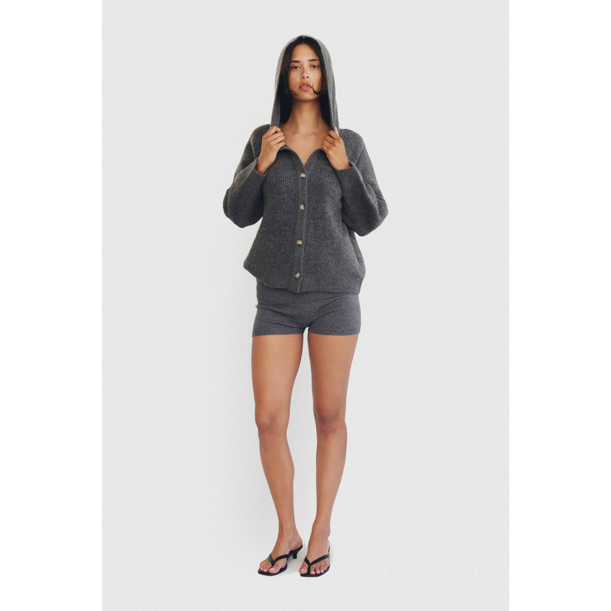 Find Me Now Womens Rael Cardigan-Heather Gray