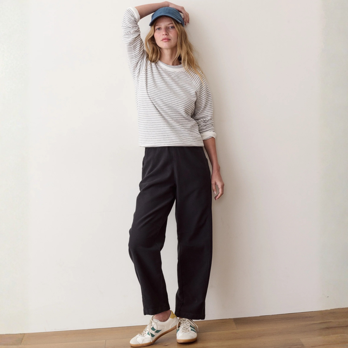 Marine Layer Womens Reversible Raglan -Heather Grey Stripe