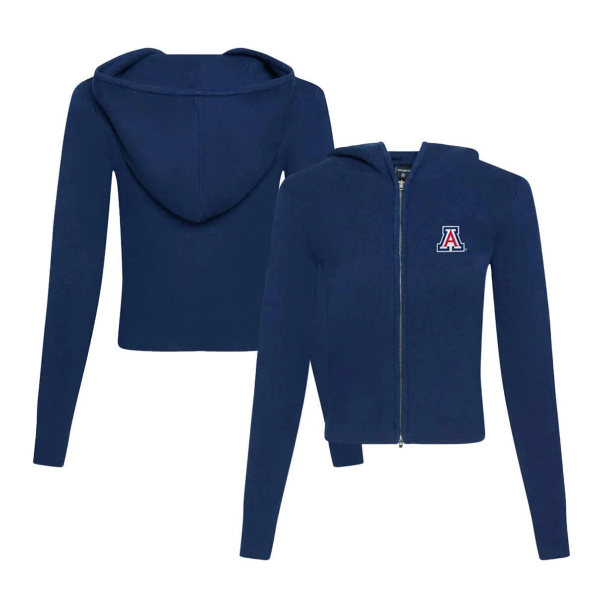 Hype And Vice Womens Rib Zip up Hoodie-Navy