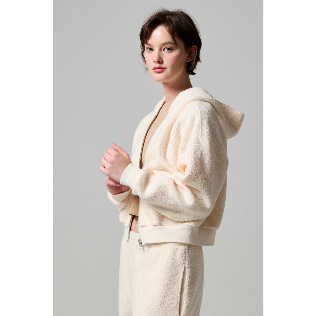 Asher La Womens Rosie Reversed Zip-Up Hoodie