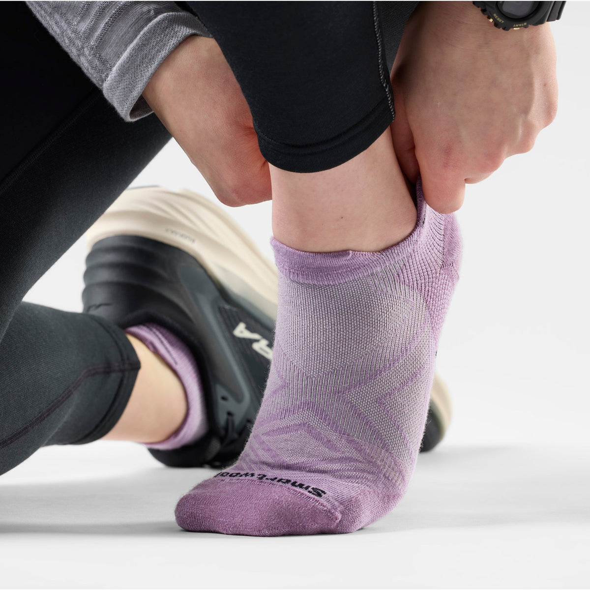 Smartwool Womens Run Zero Cushion Low Ankle Socks - Purple Dawn