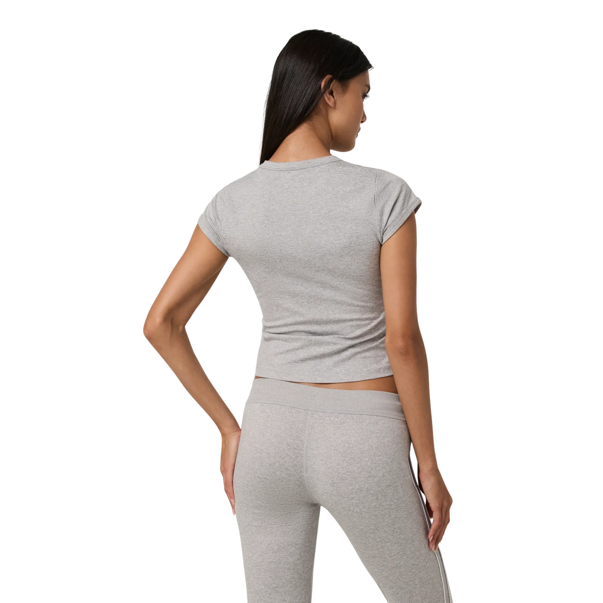 Vuori Womens SS Halo Baby Tee_Pale Grey Heather Tonal