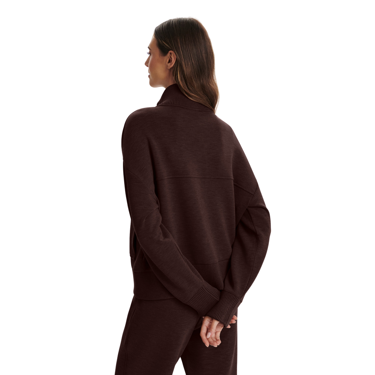Varley Womens Sabrina Button Through Sweat-Coffee Bean Marl