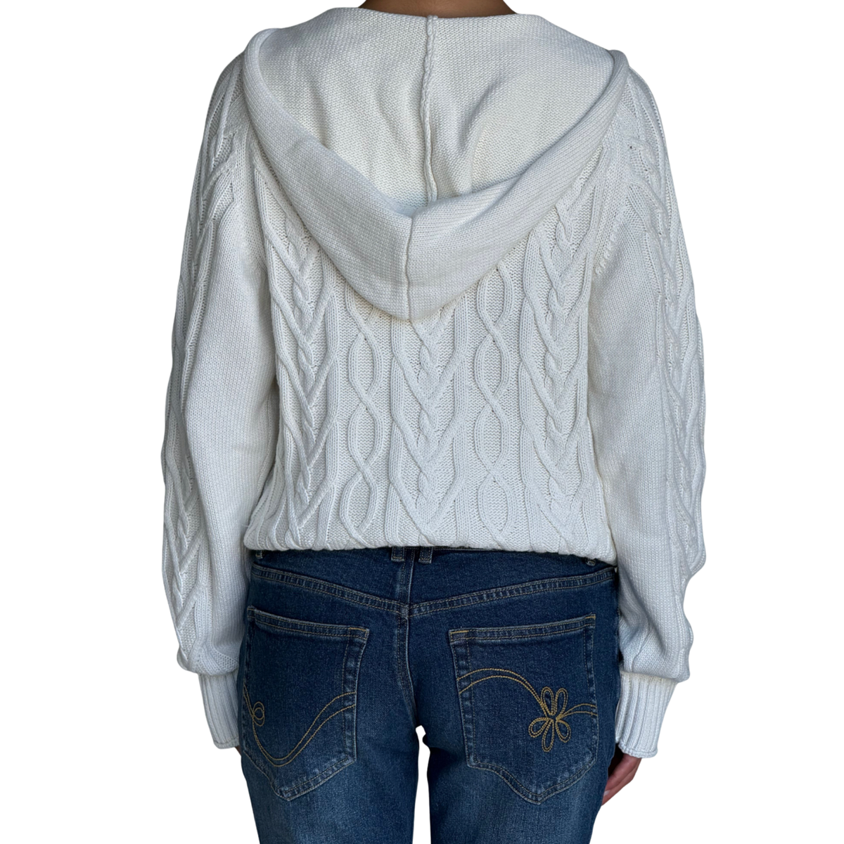 Frankies Bikinis Womens Salem Cable Knit Oversized Zip Up Hoodie-Cozy in FB