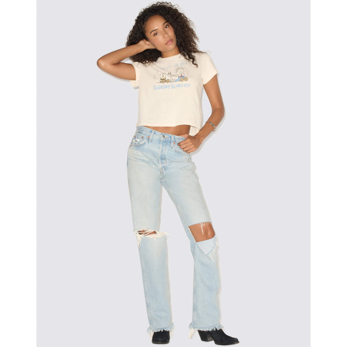Re/Done Womens Scaries 50s Boxy Tee - Vintage White