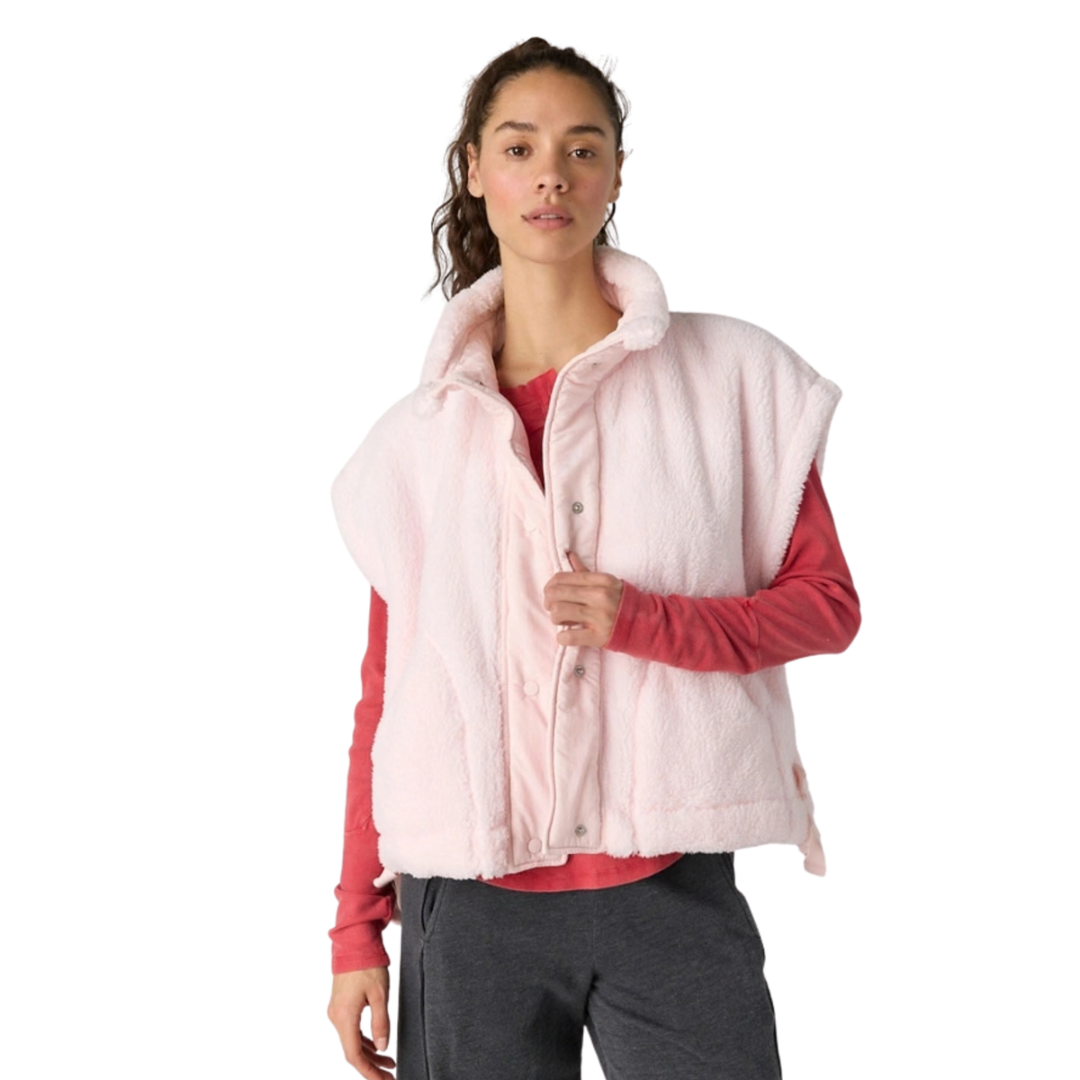Free People Womens Scout It Out Vest-Pink Blossom