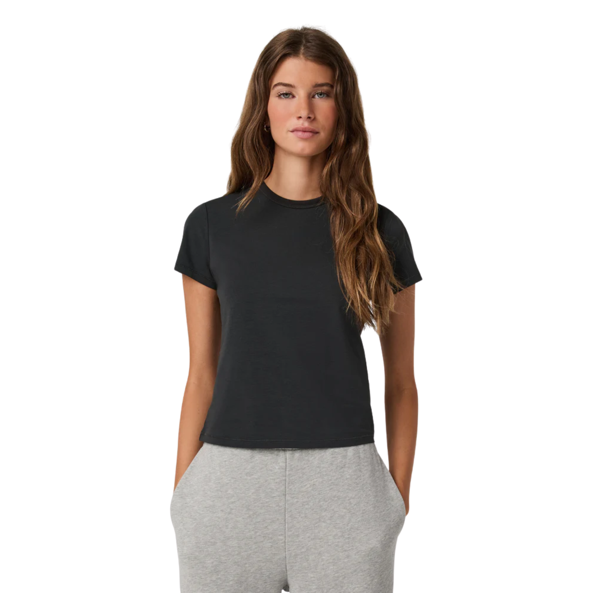 Vuori Womens Short Sleeve Feather Classic Tee-Washed Black