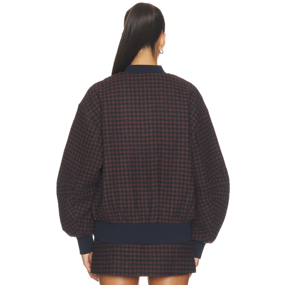 Elodie Womens Simone Bomber Jacket-Navy Brown 
