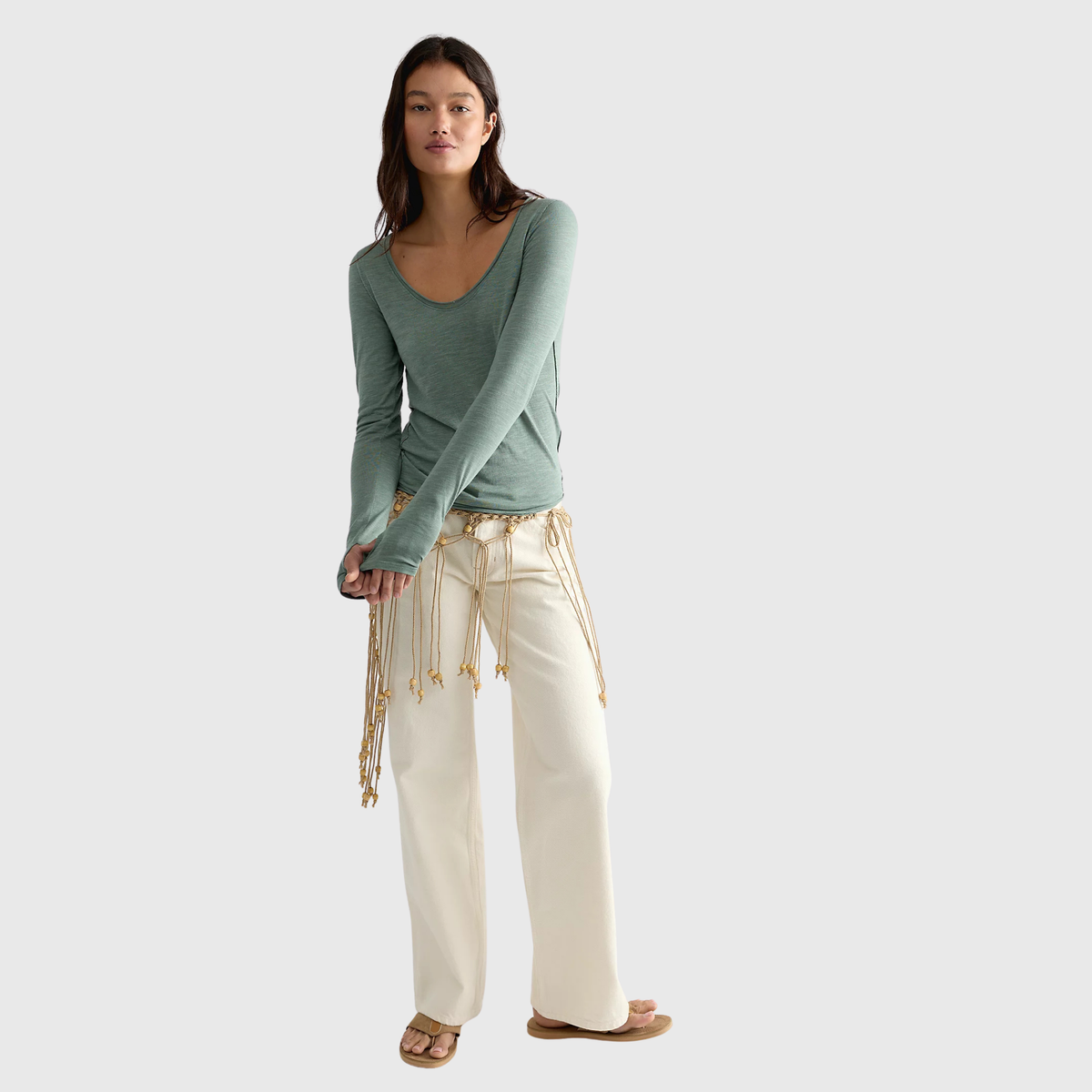 Free People Womens Siren Long Sleeve-Olive leaf