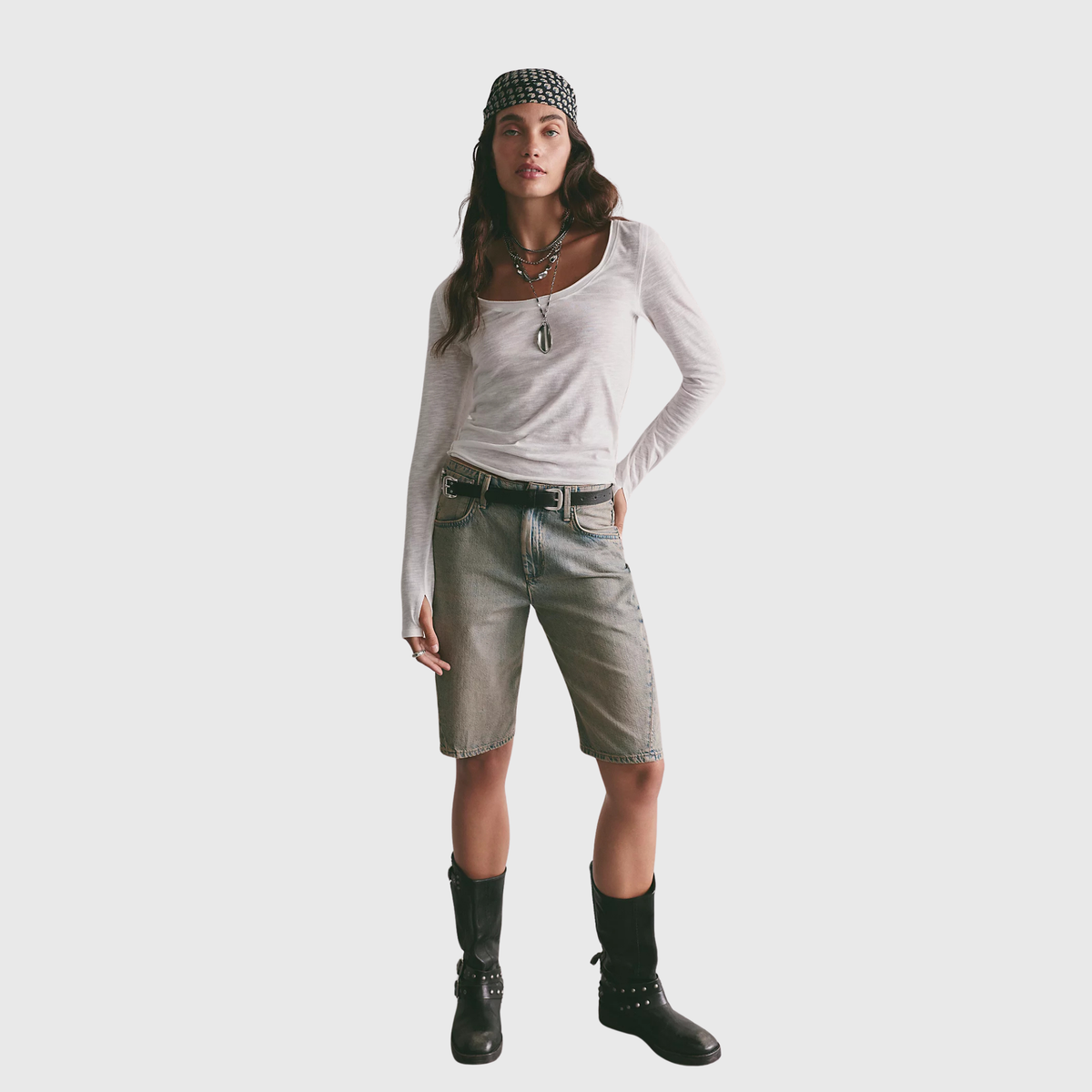 Free People Womens Siren Long Sleeve-Clean Ivory