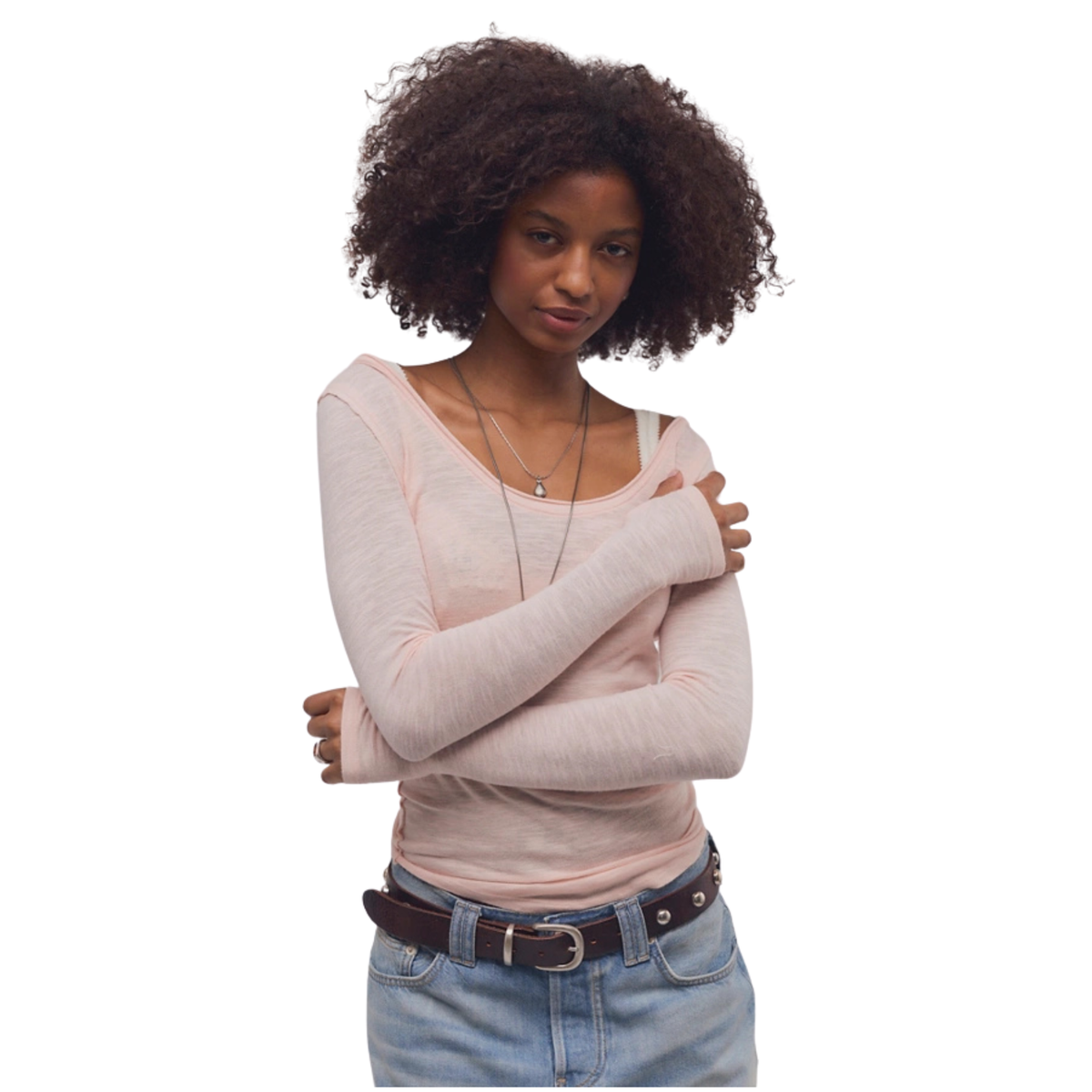 Free People Womens Siren Long Sleeve-Blusing Peony