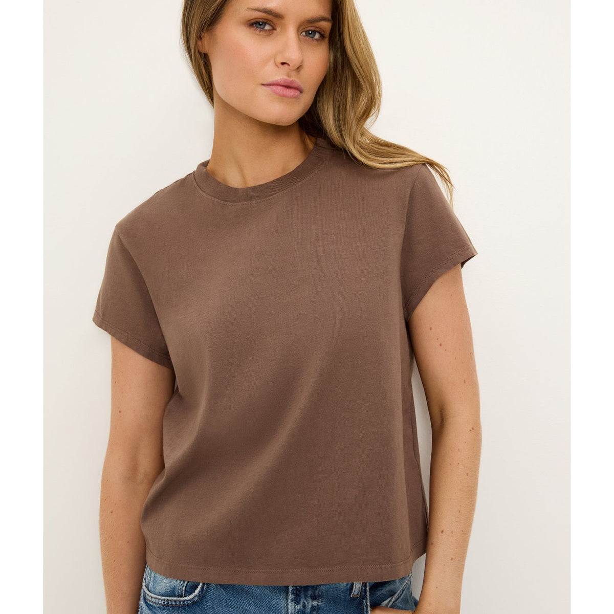 Michael Stars Womens Solene Boxy High Crew Tee