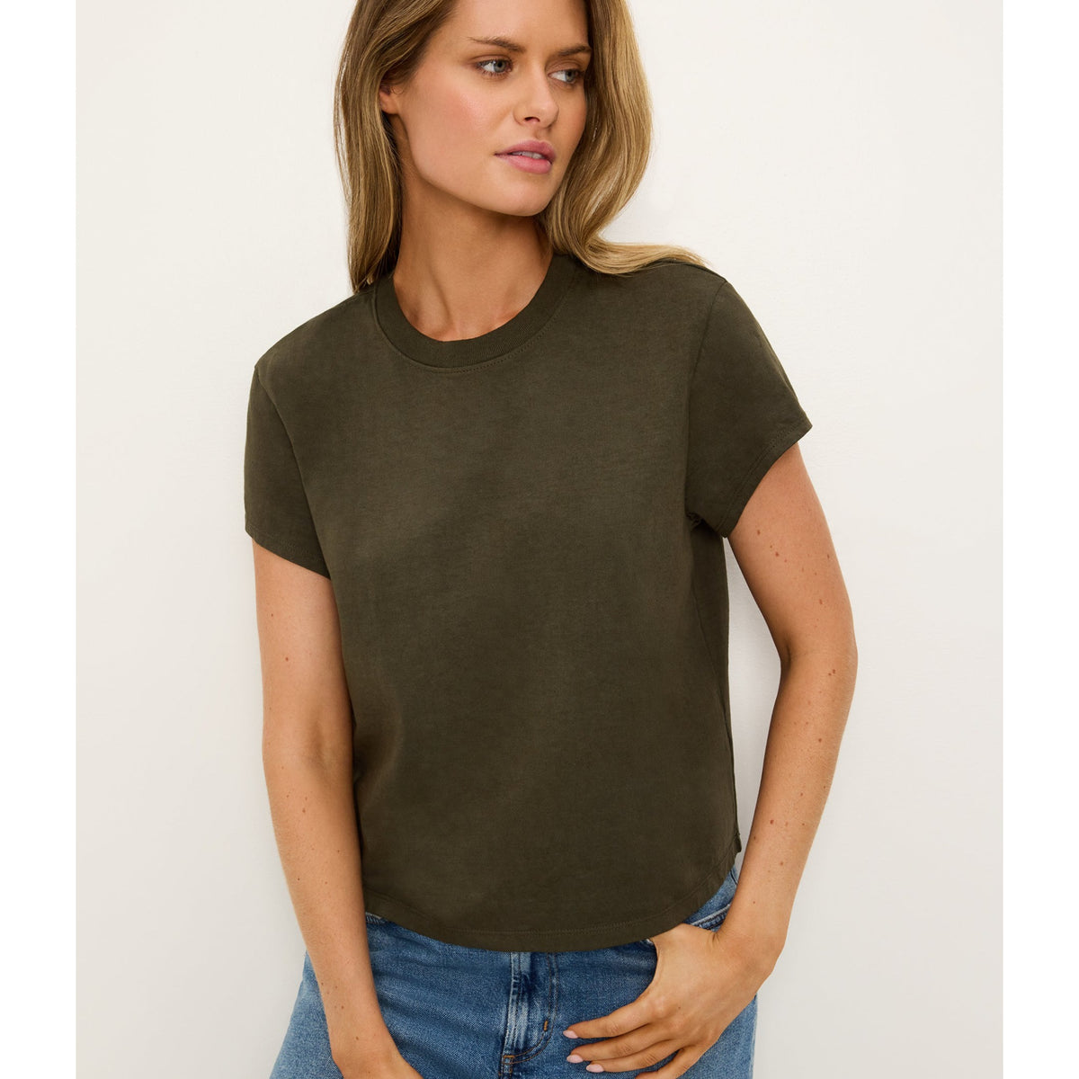 Michael Stars Womens Solene Boxy High Crew Tee