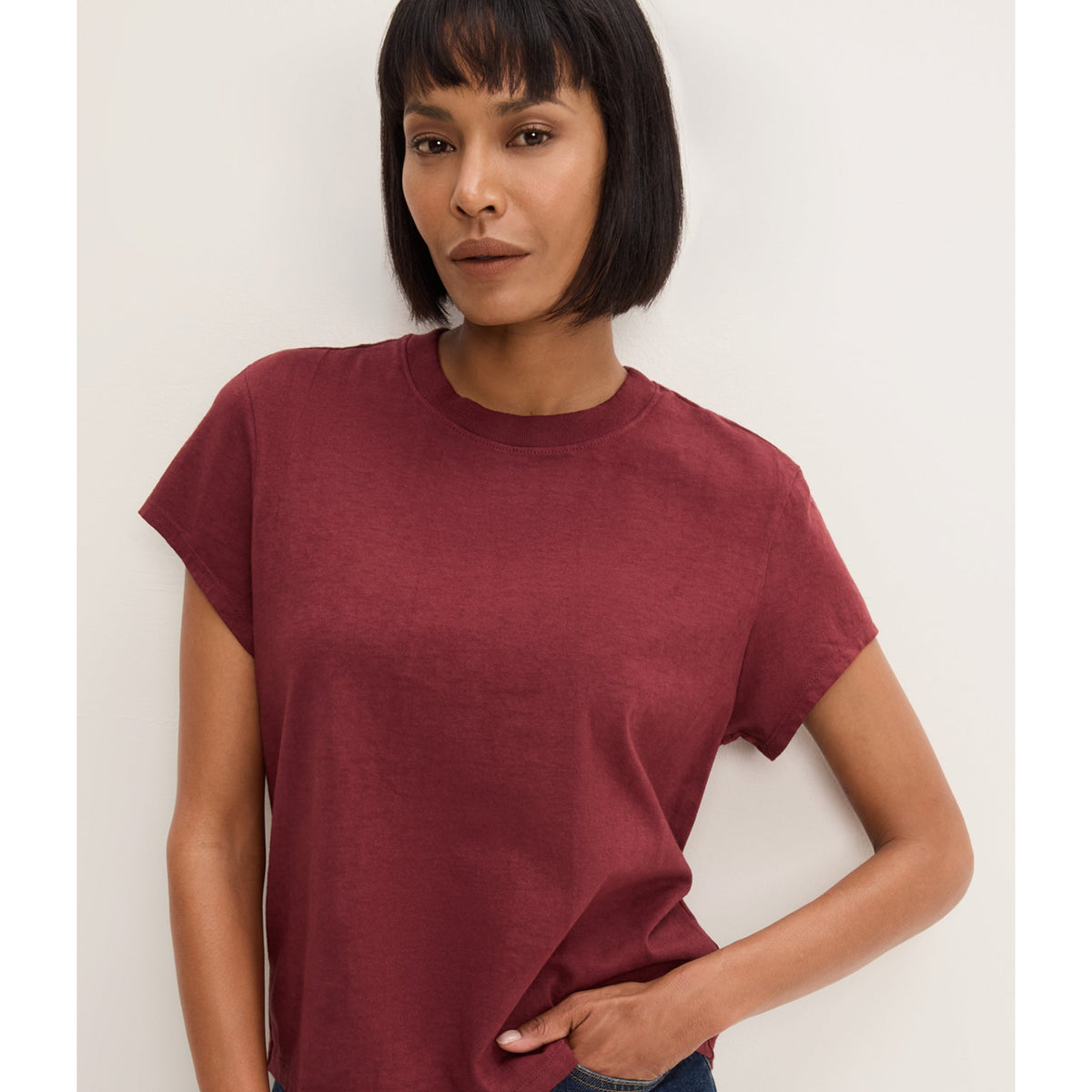 Michael Stars Womens Solene Boxy High Crew Tee