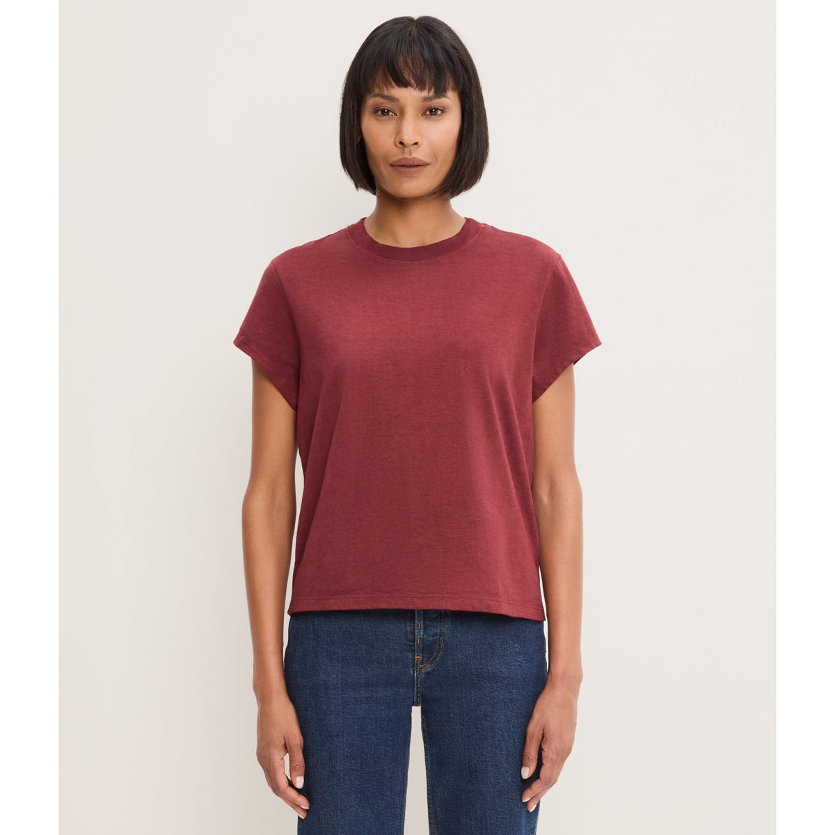 Michael Stars Womens Solene Boxy High Crew Tee