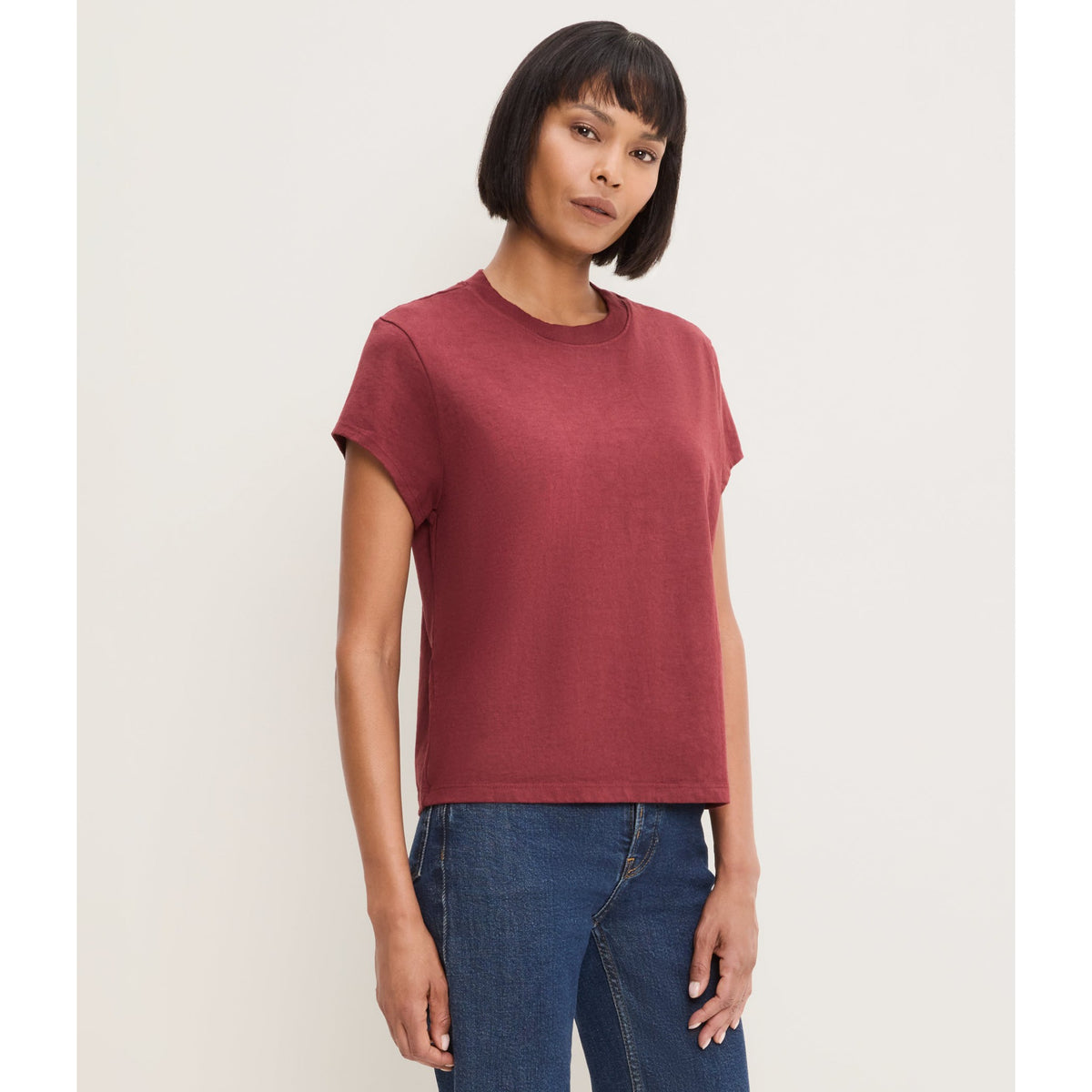 Michael Stars Womens Solene Boxy High Crew Tee