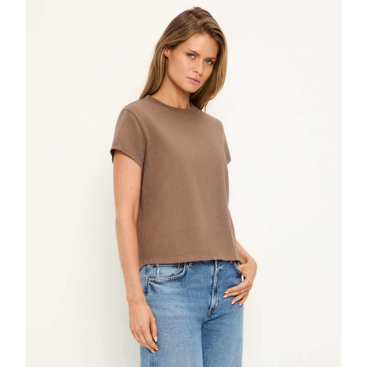 Michael Stars Womens Solene Boxy High Crew Tee